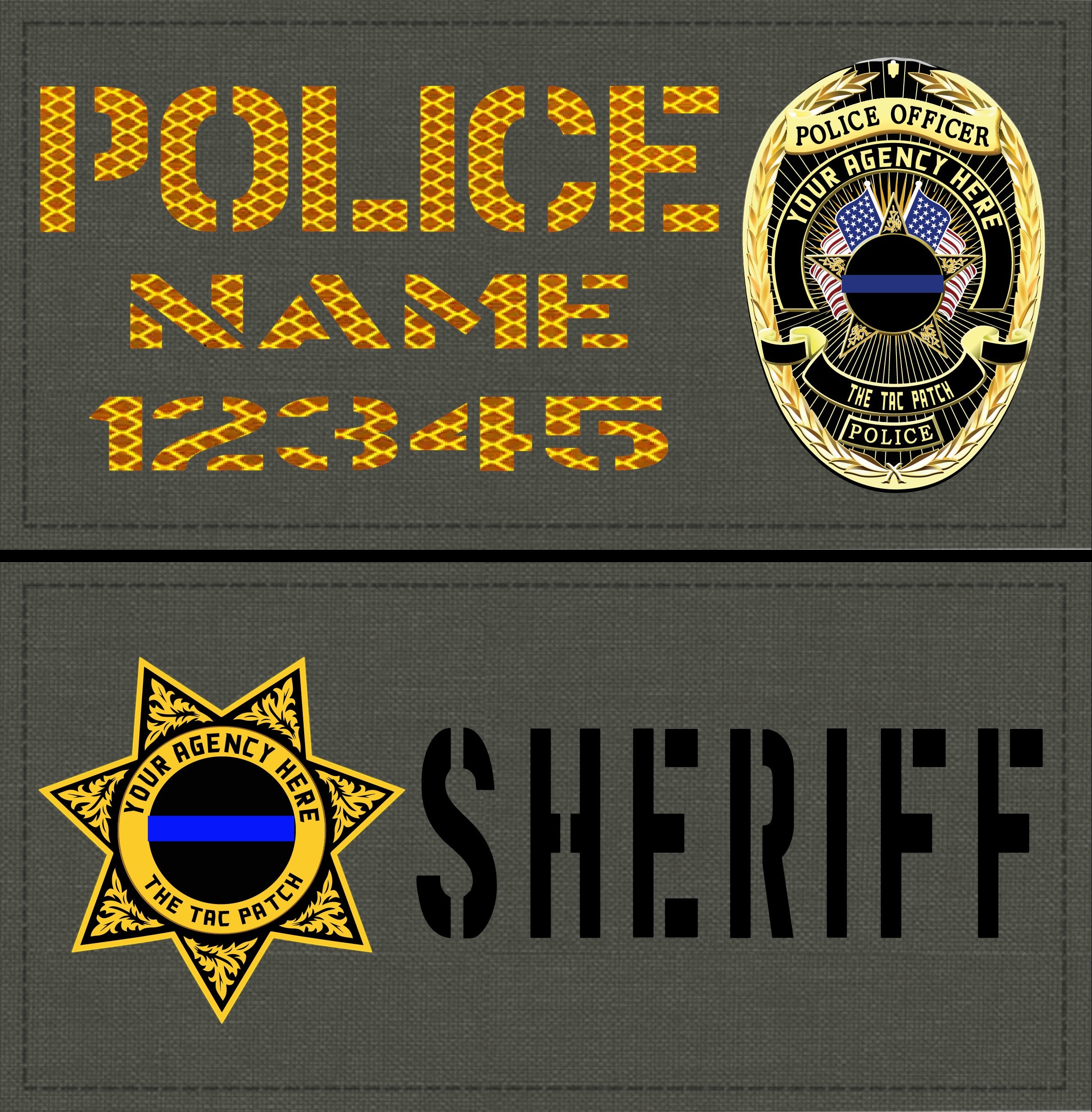 Custom front panel plate carrier patch with badge upload, popular layouts, The Tac Patch