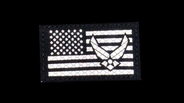 American Flag Air Force patch, 3.5x2 inch, USAF tribute, velcro backed