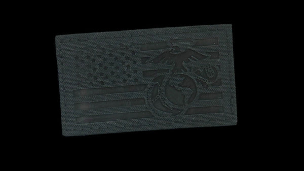 American Flag Marines patch, 3.5x2 inch, USMC tribute, velcro backed