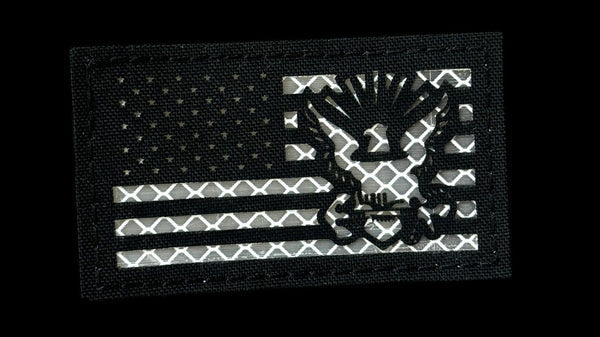 American Flag Navy patch, 3.5x2 inch, US Navy tribute, velcro backed