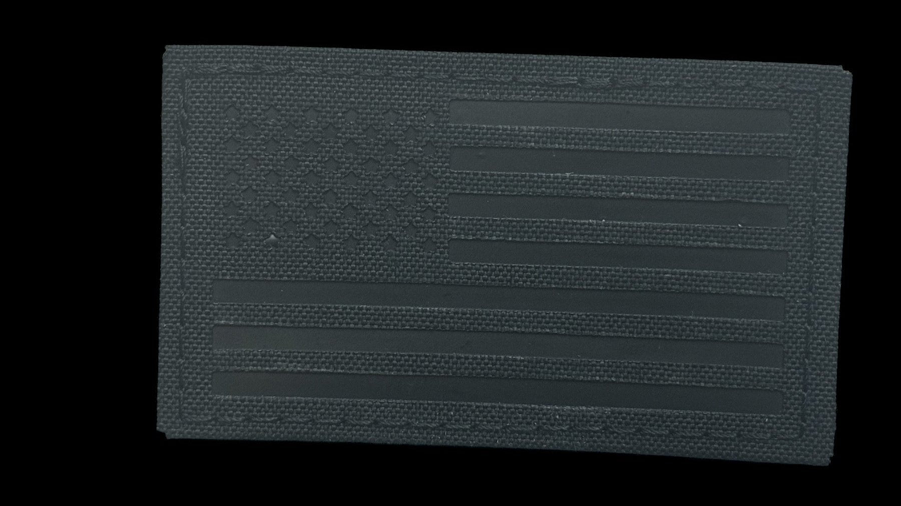 American Flag Blackout patch, 3.5x2 inch, subdued all-black US flag, velcro backed