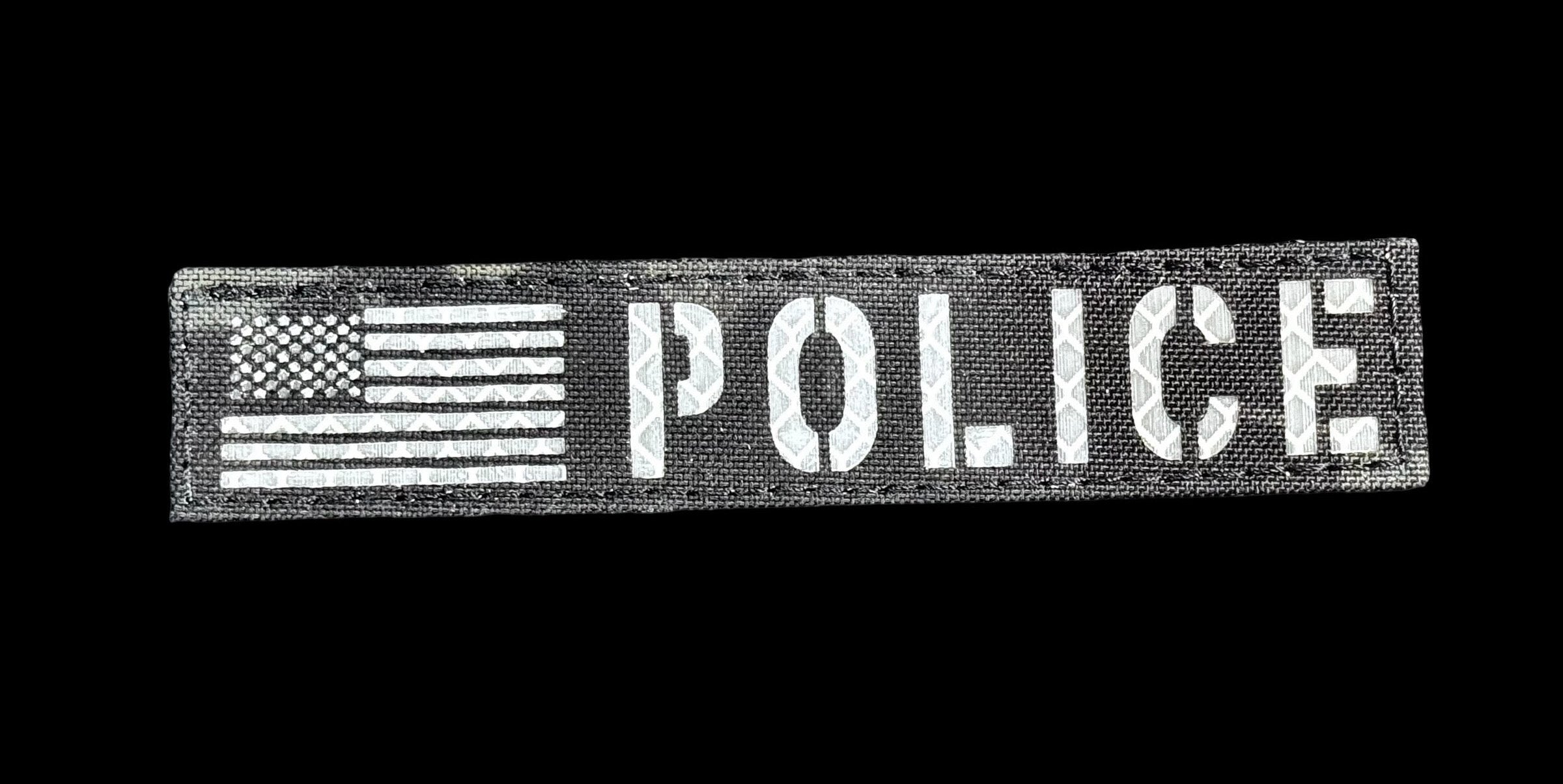 Police with Flag patch, 5x1 inch, law enforcement identification, velcro backed