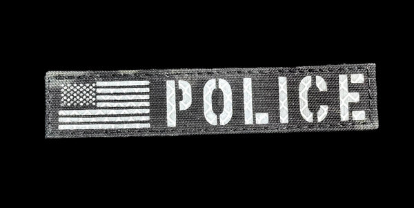 Police with Flag patch, 5x1 inch, law enforcement identification, velcro backed