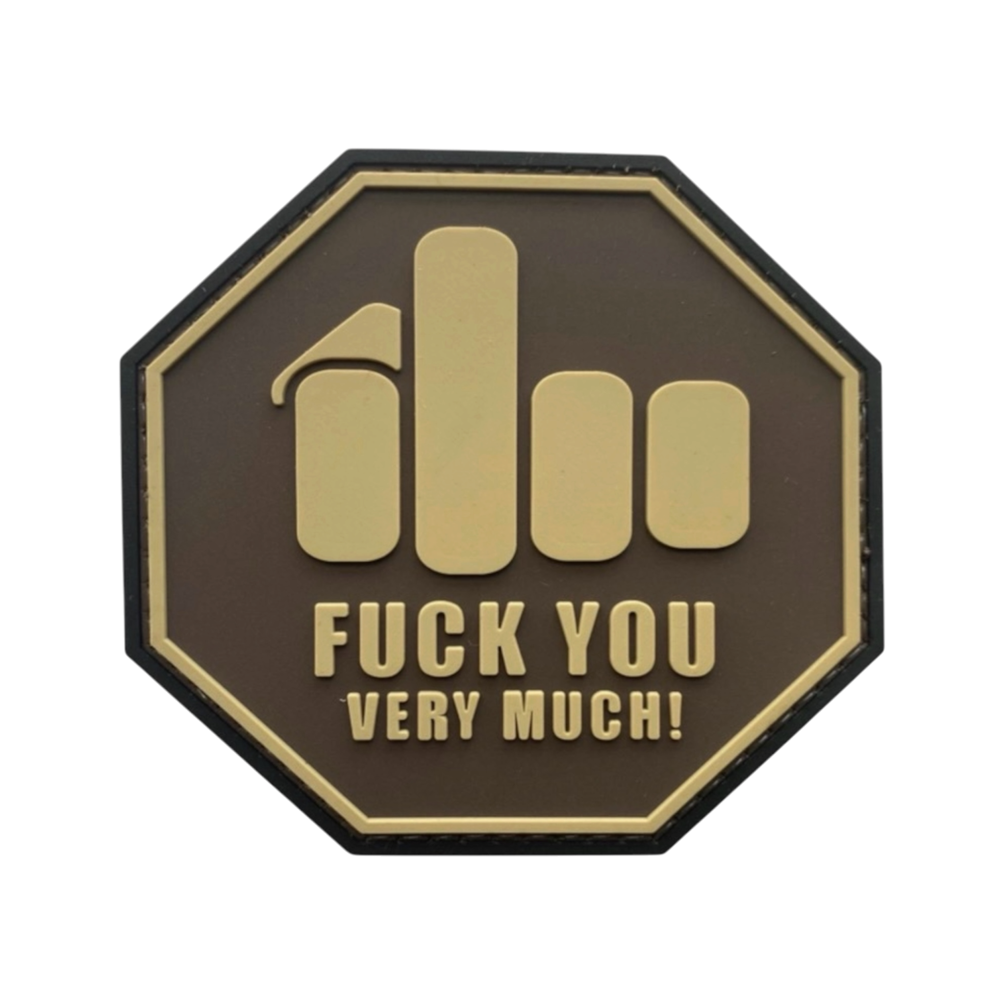 F You Very Much PVC morale patch, 3.15 inch, adult humor, velcro backed