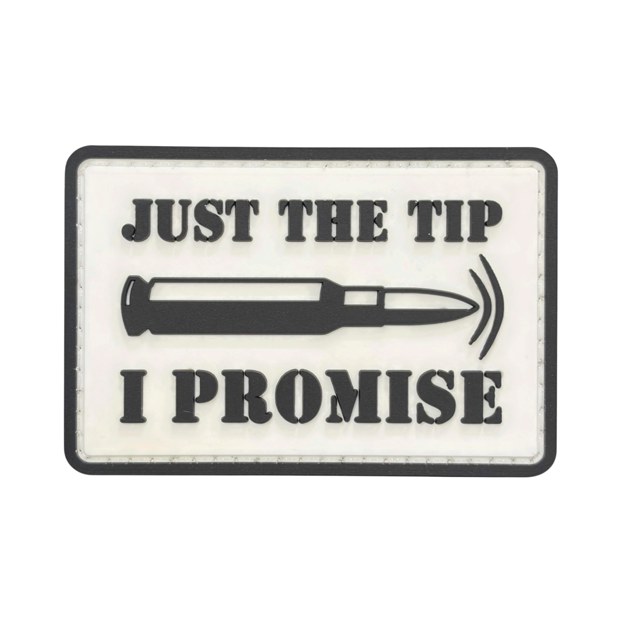 Just the Tip PVC morale patch, 3x2 inch, funny tactical, velcro backed
