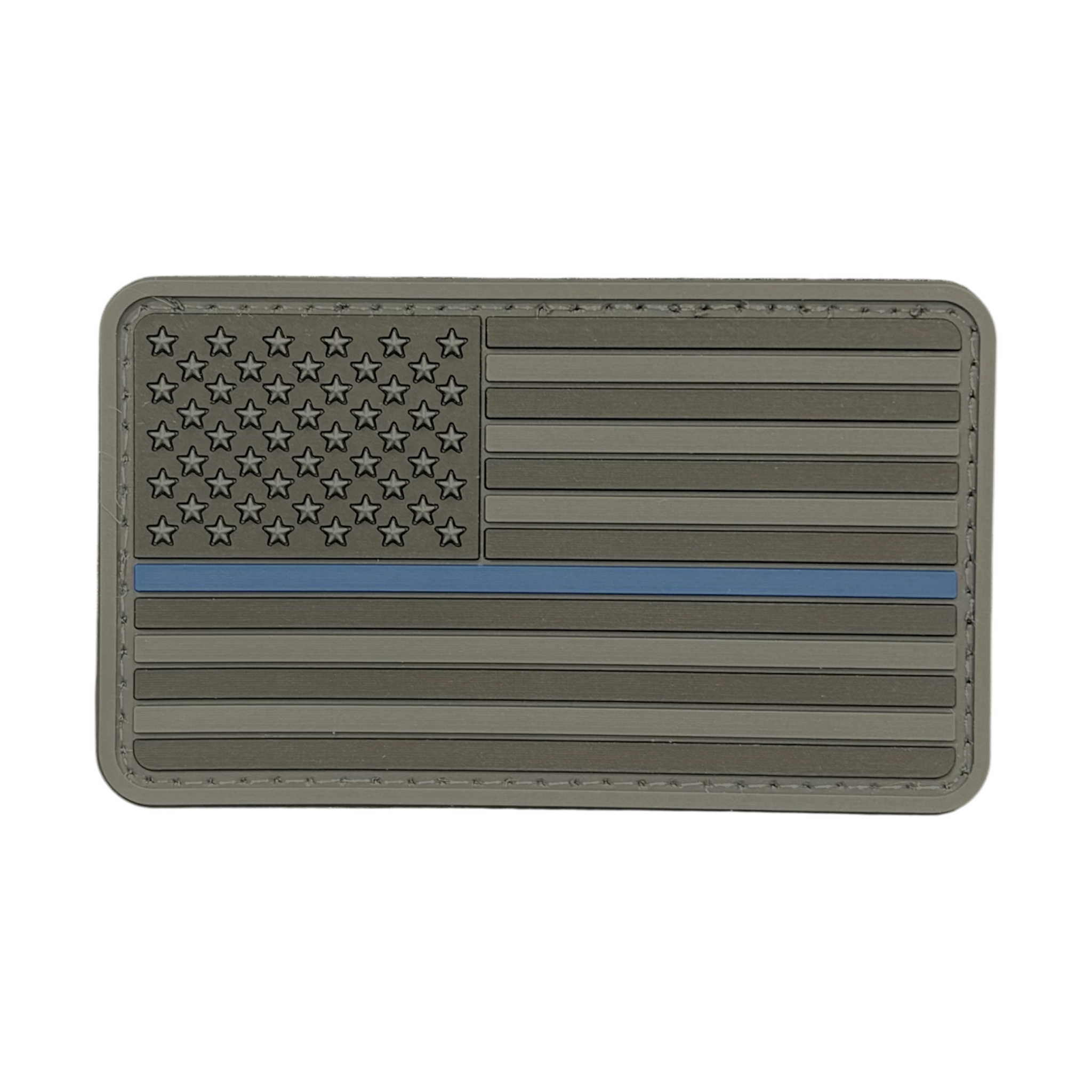 USA Flag Thin Blue Line PVC patch, 3.35x2 inch, police law enforcement tribute, velcro backed