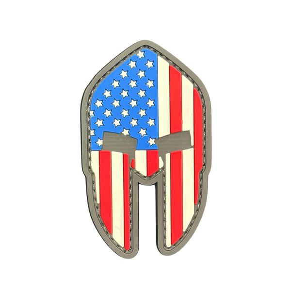 Spartan Helmet PVC patch, 1.65x2.75 inch, warrior symbol, velcro backed