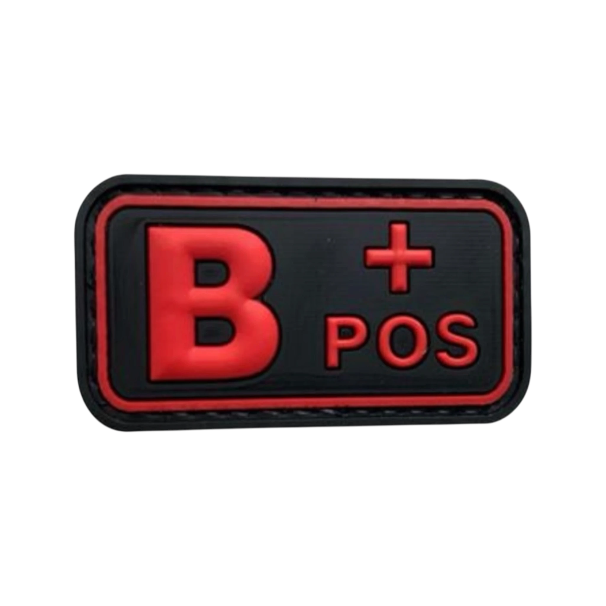 Blood Type Red Black Small Rectangle PVC patch, 2x1 inch, high visibility, velcro backed