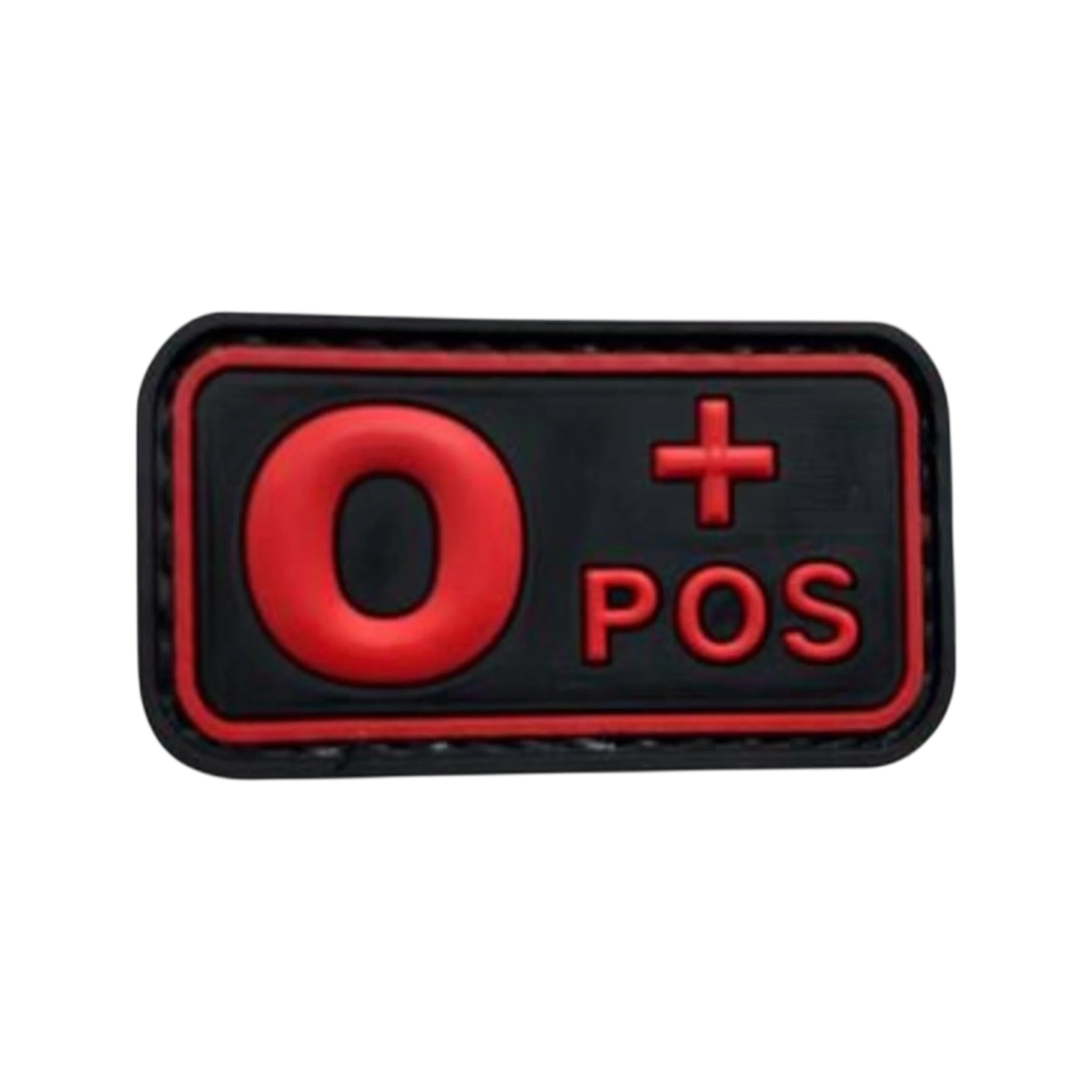 Blood Type Red Black Small Rectangle PVC patch, 2x1 inch, high visibility, velcro backed