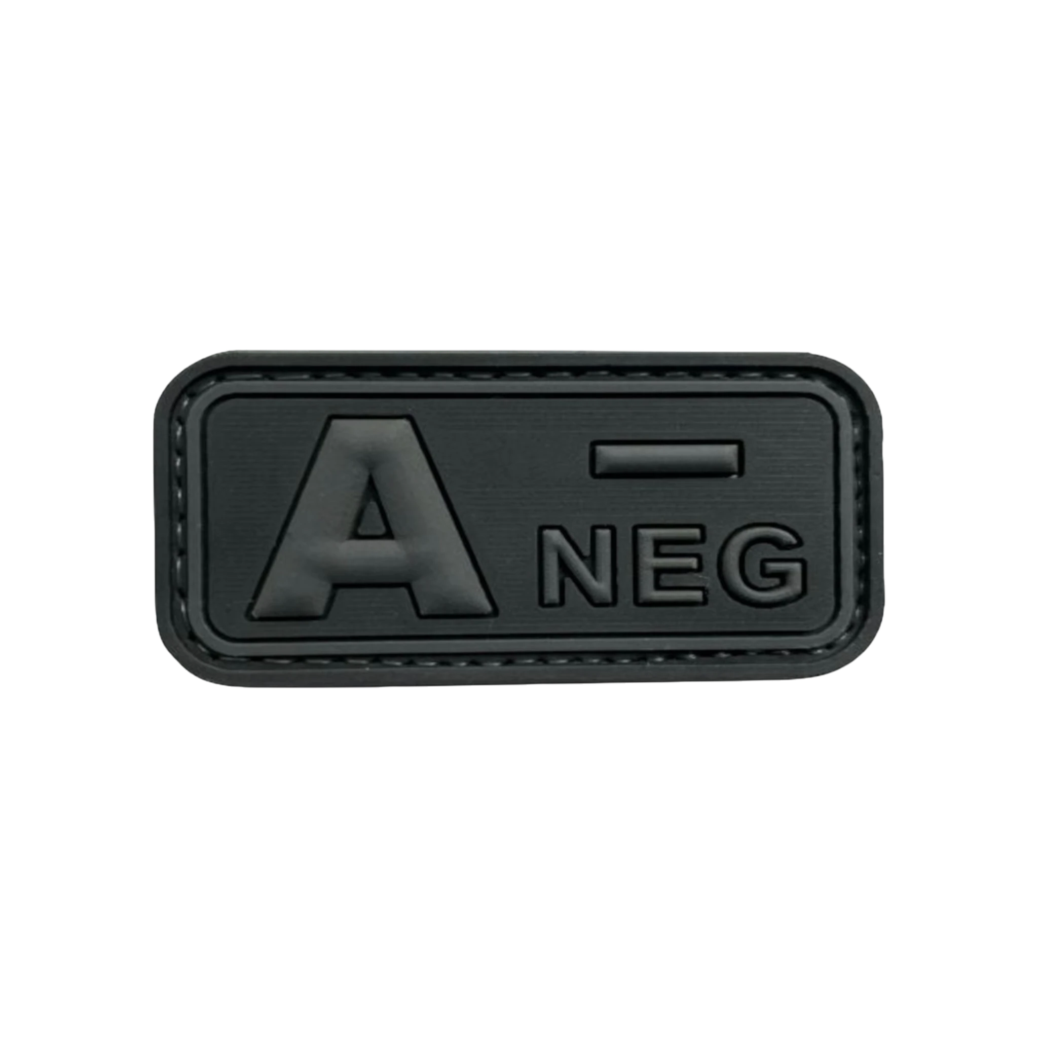 Blood Type Black Dark Gray Small Rectangle PVC patch, 2x1 inch, subdued blackout, velcro backed