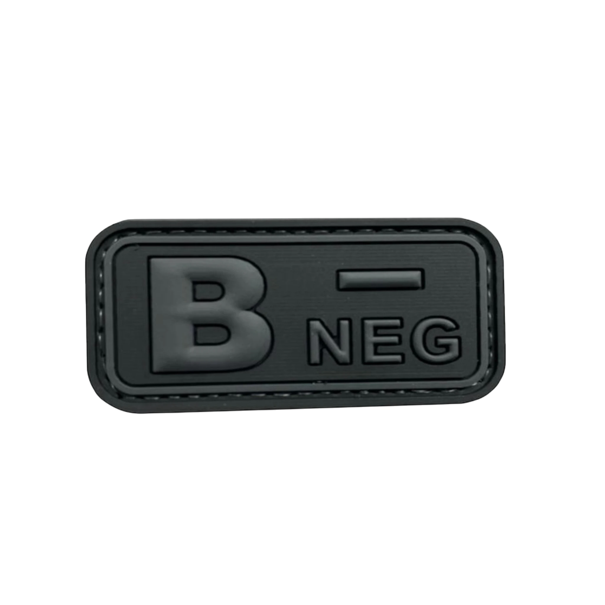 Blood Type Black Dark Gray Small Rectangle PVC patch, 2x1 inch, subdued blackout, velcro backed