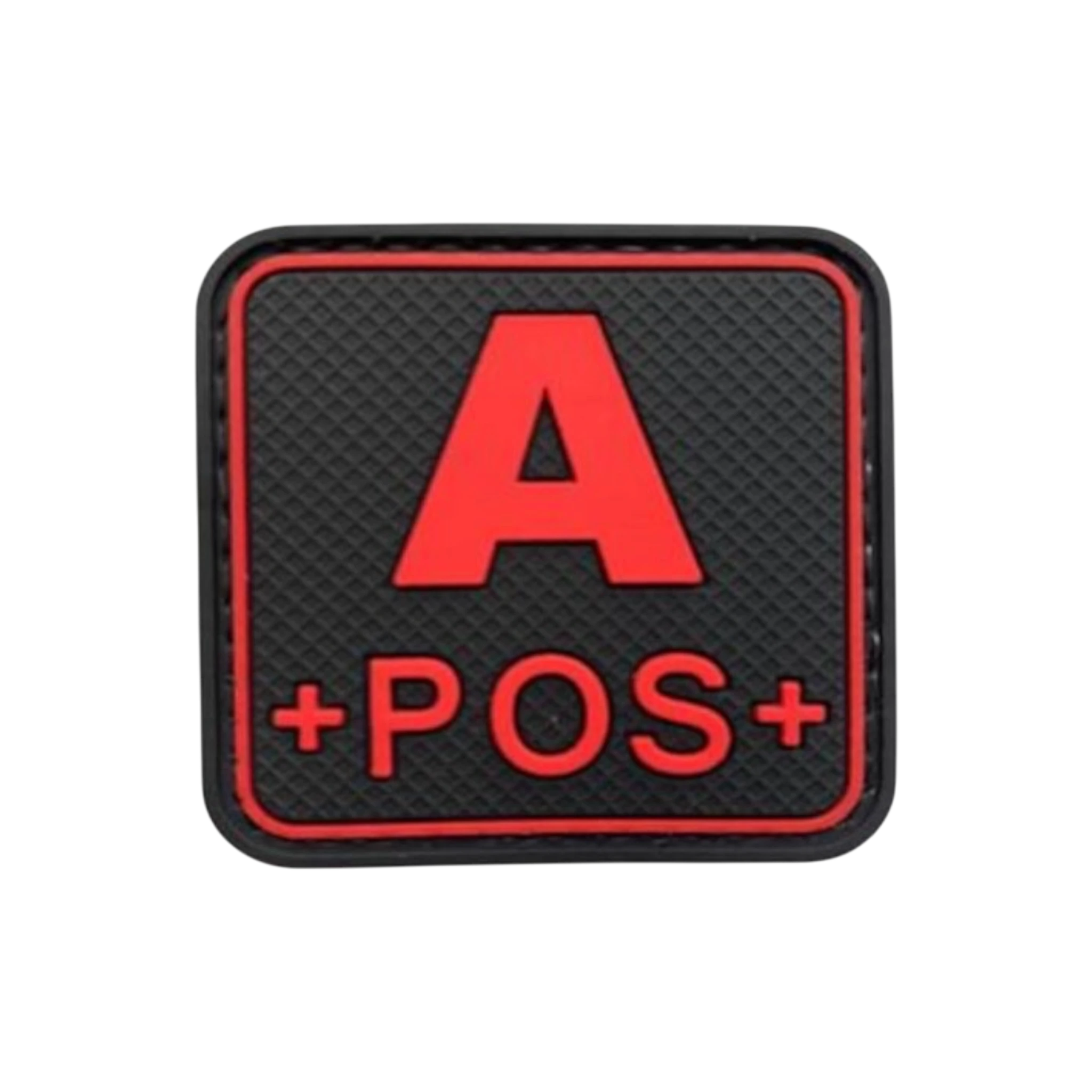 Blood Type Red Black Square PVC patch, 2 inch, high visibility, velcro backed