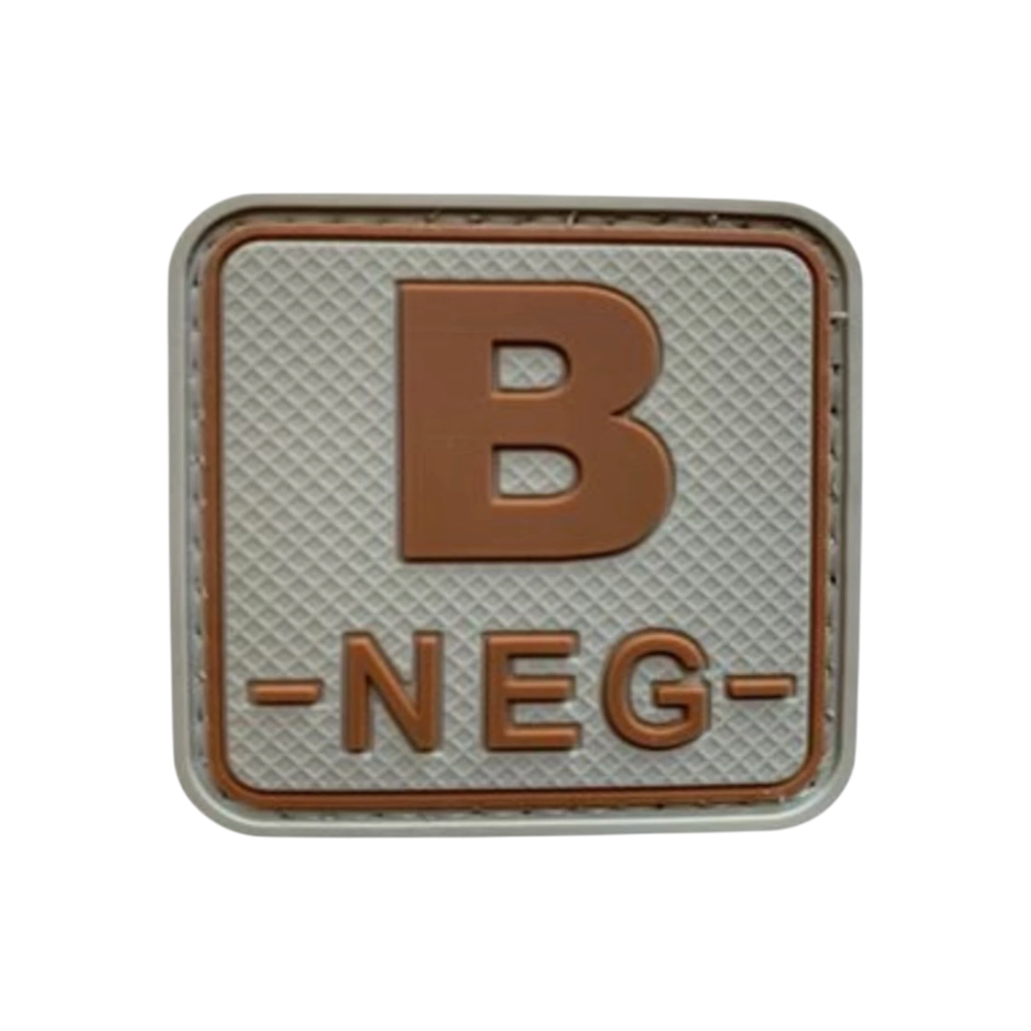 Blood Type Grey Tan Square PVC patch, 2 inch, subdued color, velcro backed