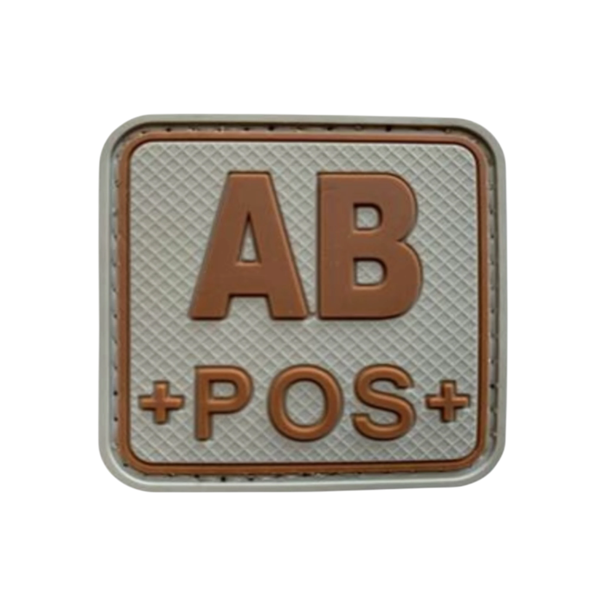Blood Type Grey Tan Square PVC patch, 2 inch, subdued color, velcro backed