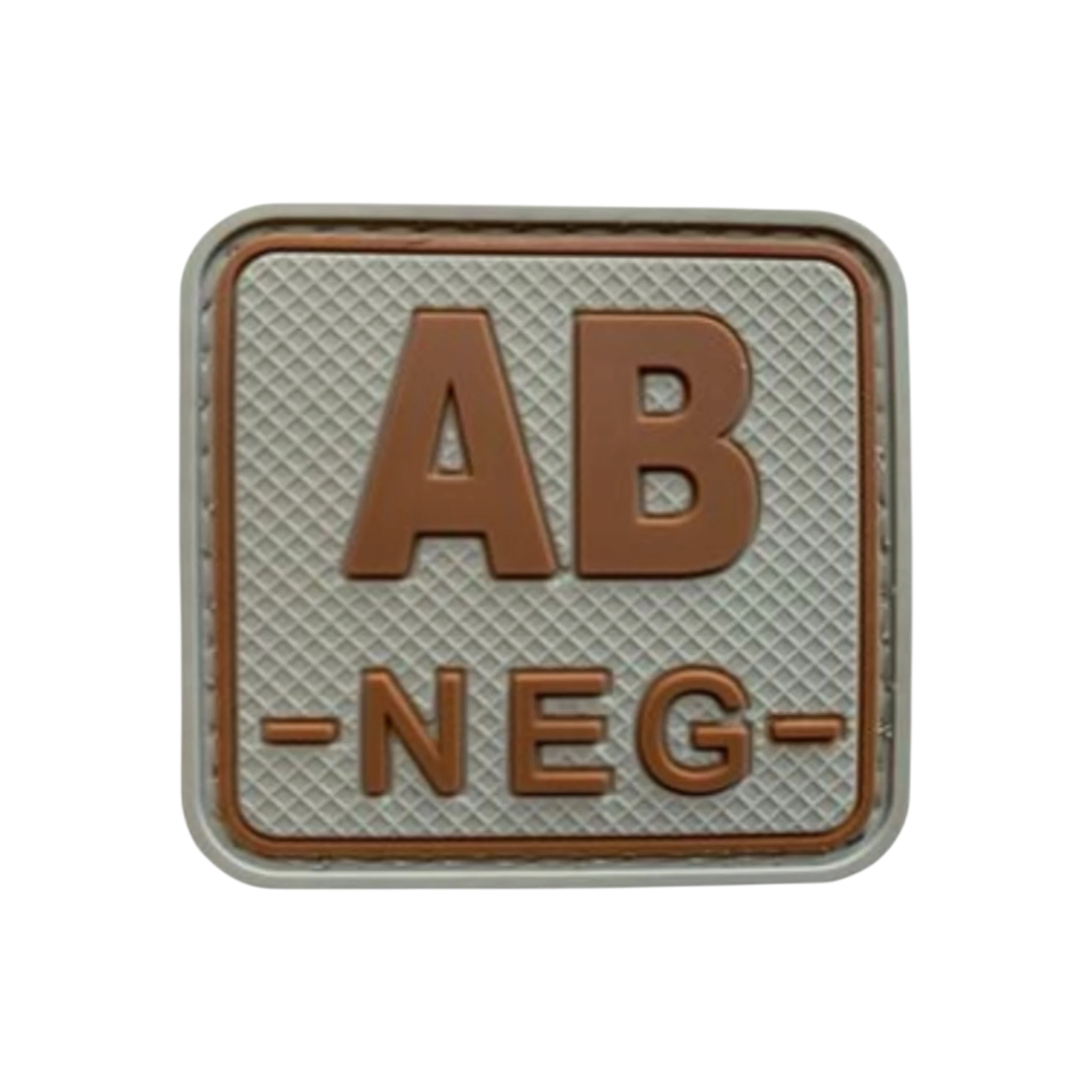 Blood Type Grey Tan Square PVC patch, 2 inch, subdued color, velcro backed