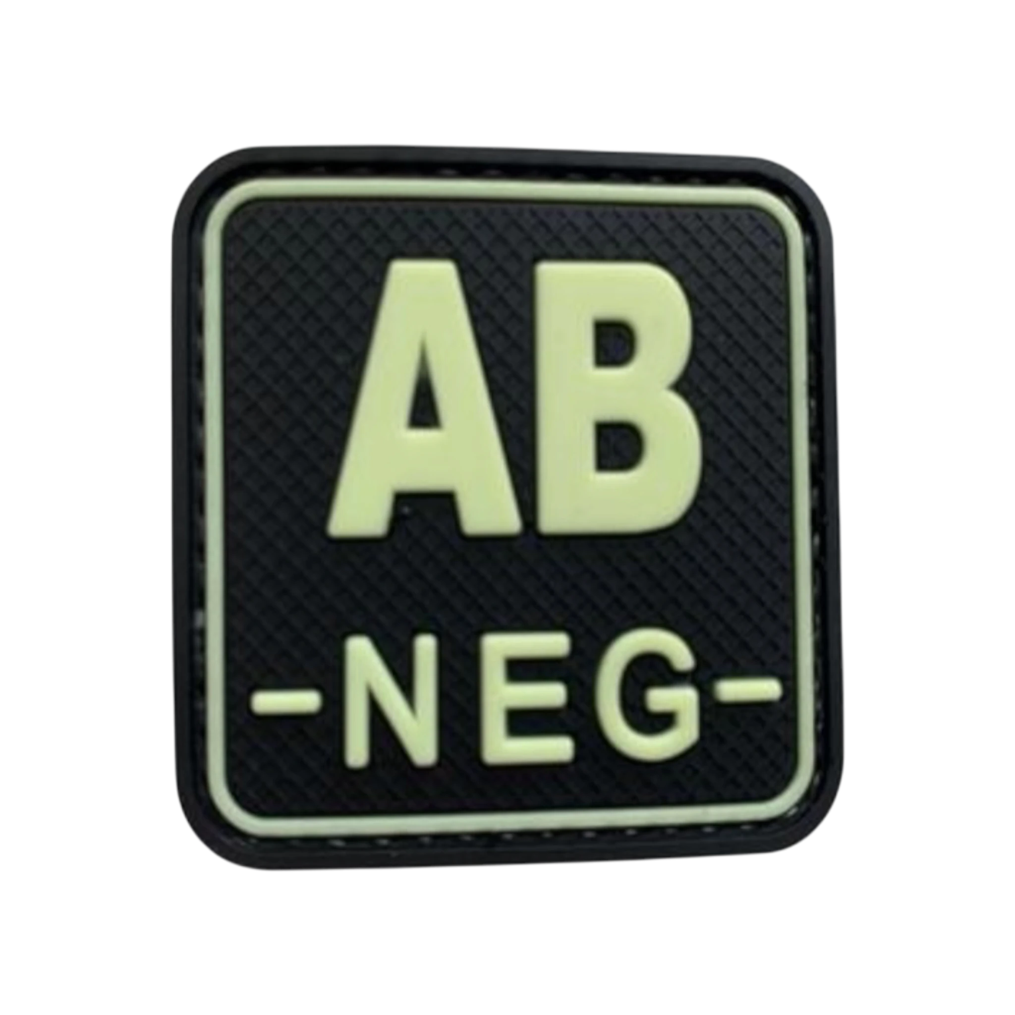 Blood Type Glow in the Dark Square PVC patch, 2 inch, velcro backed, tactical medical identification