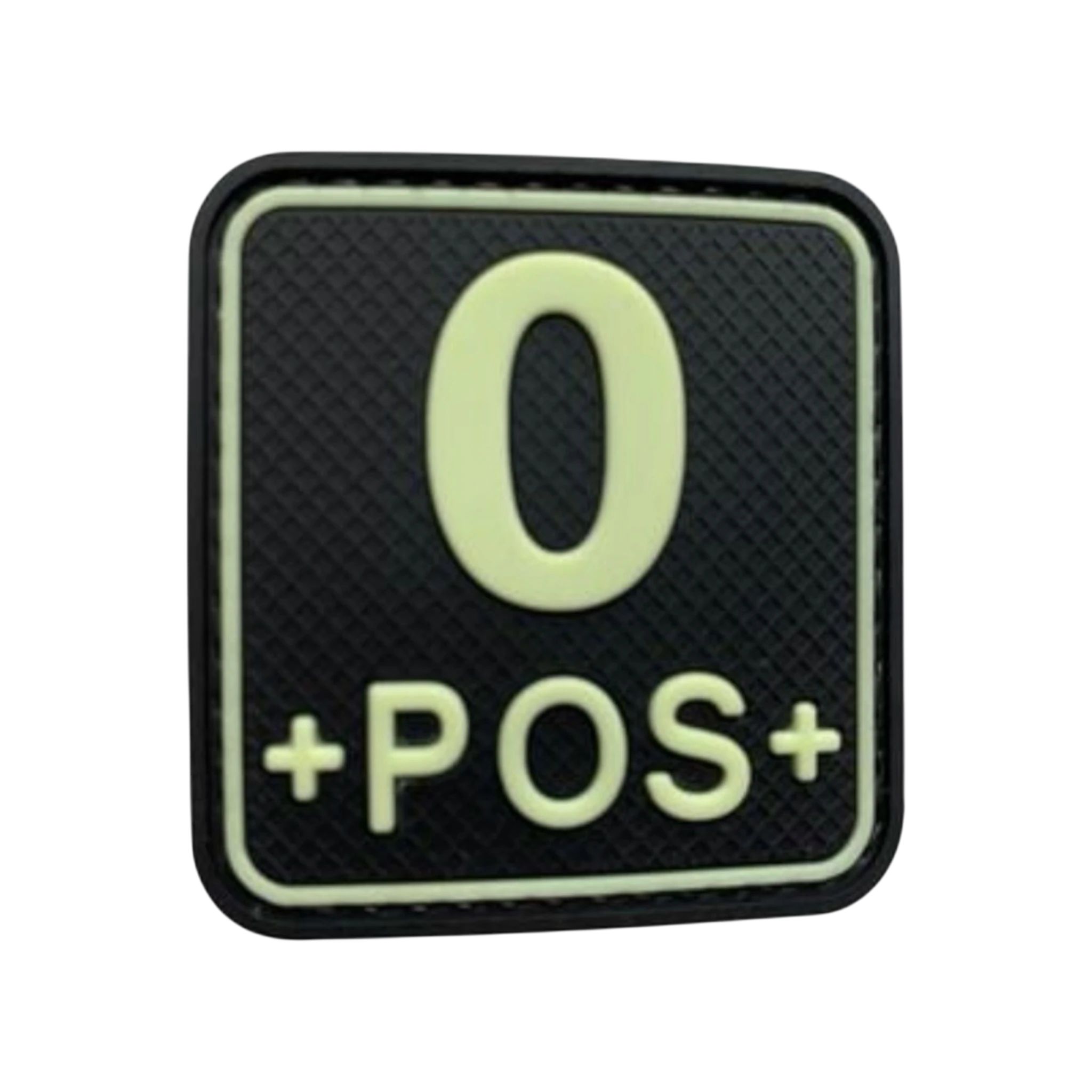Blood Type Glow in the Dark Square PVC patch, 2 inch, velcro backed, tactical medical identification
