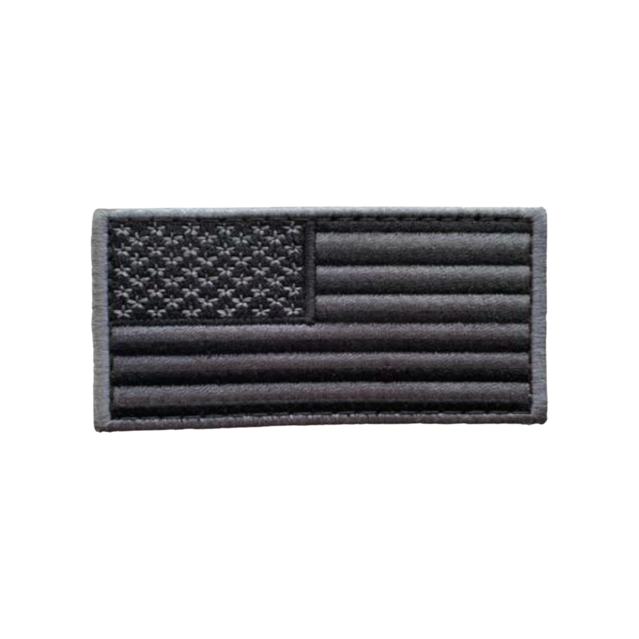 USA Flag Gray Black Embroidered patch, 3.5x2 inch, subdued gray, velcro backed
