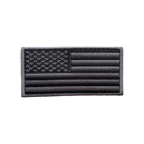 USA Flag Gray Black Embroidered patch, 3.5x2 inch, subdued gray, velcro backed
