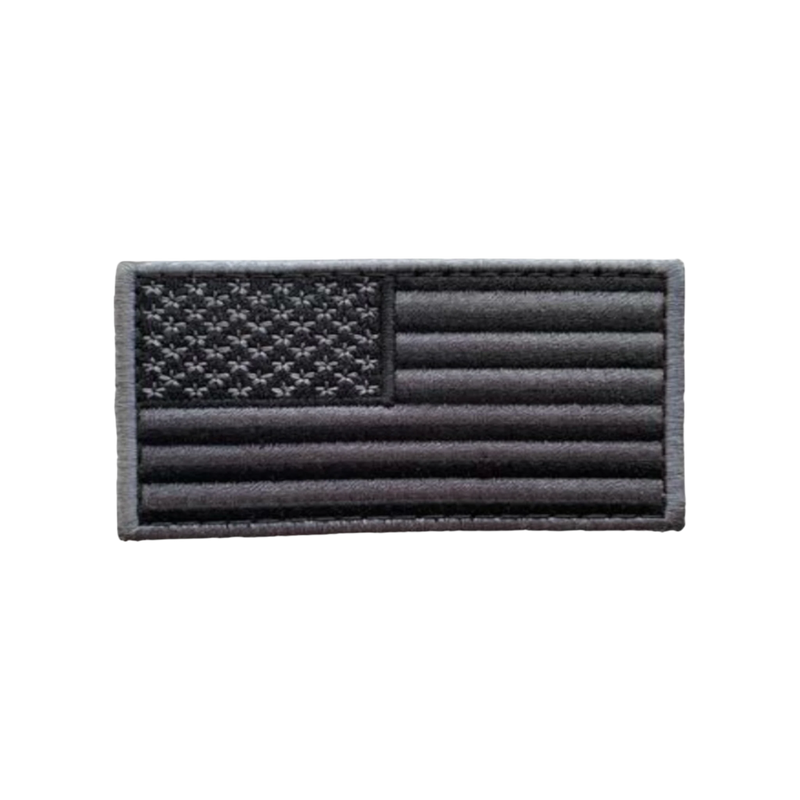 USA Flag Gray / Black - Embroidered