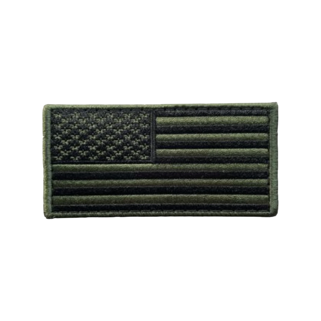 USA Flag Green / Black - Embroidered