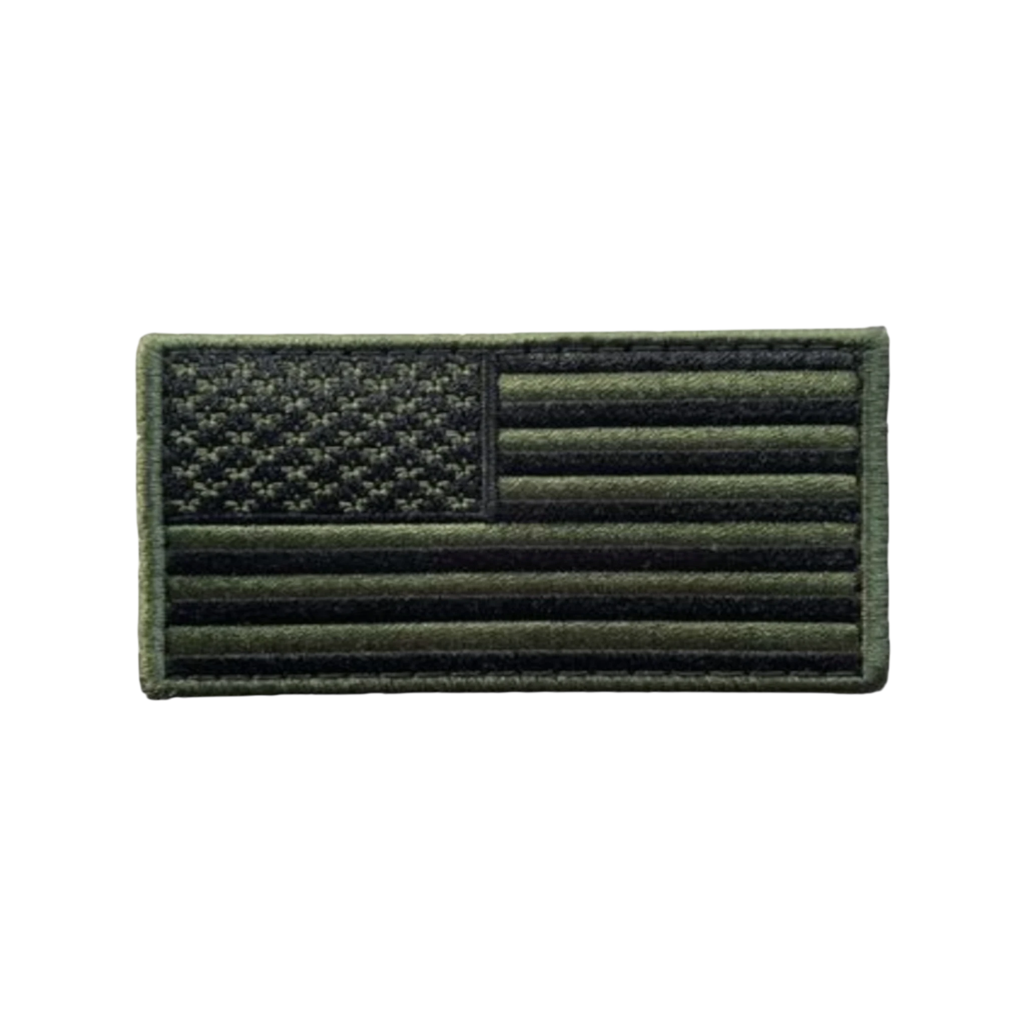 USA Flag Green Black Embroidered patch, 3.5x2 inch, subdued ranger green, velcro backed