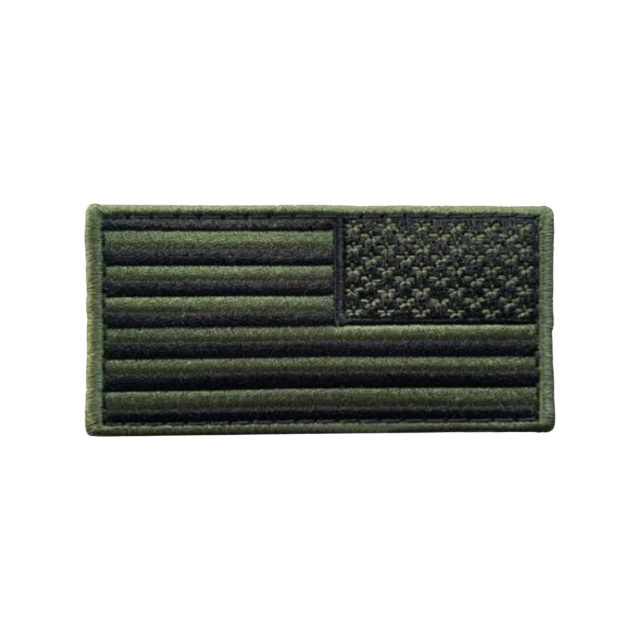 USA Flag Green Black Embroidered patch, 3.5x2 inch, subdued ranger green, velcro backed