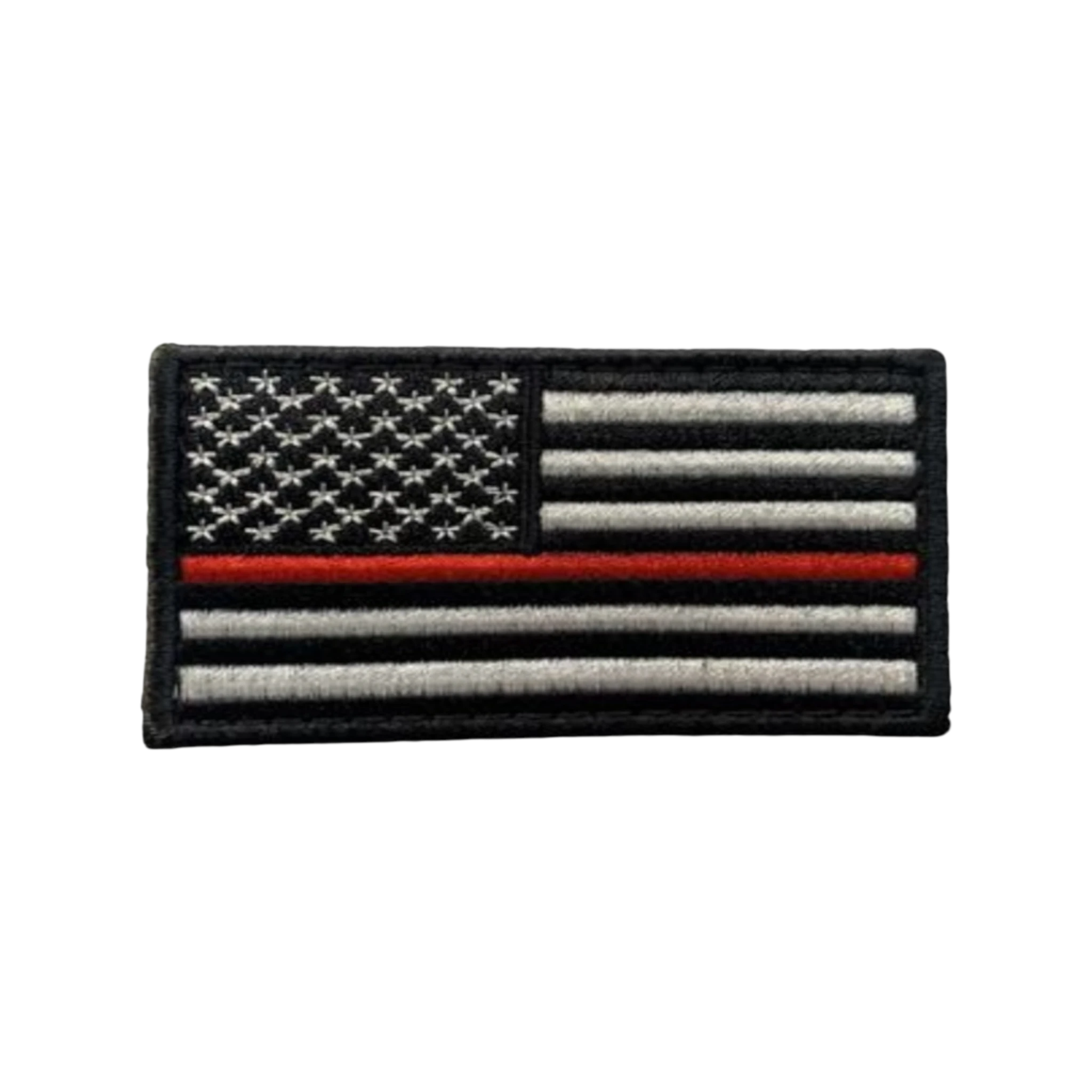 USA Flag Thin Red Line Embroidered patch, 3.5x2 inch, firefighter tribute, velcro backed