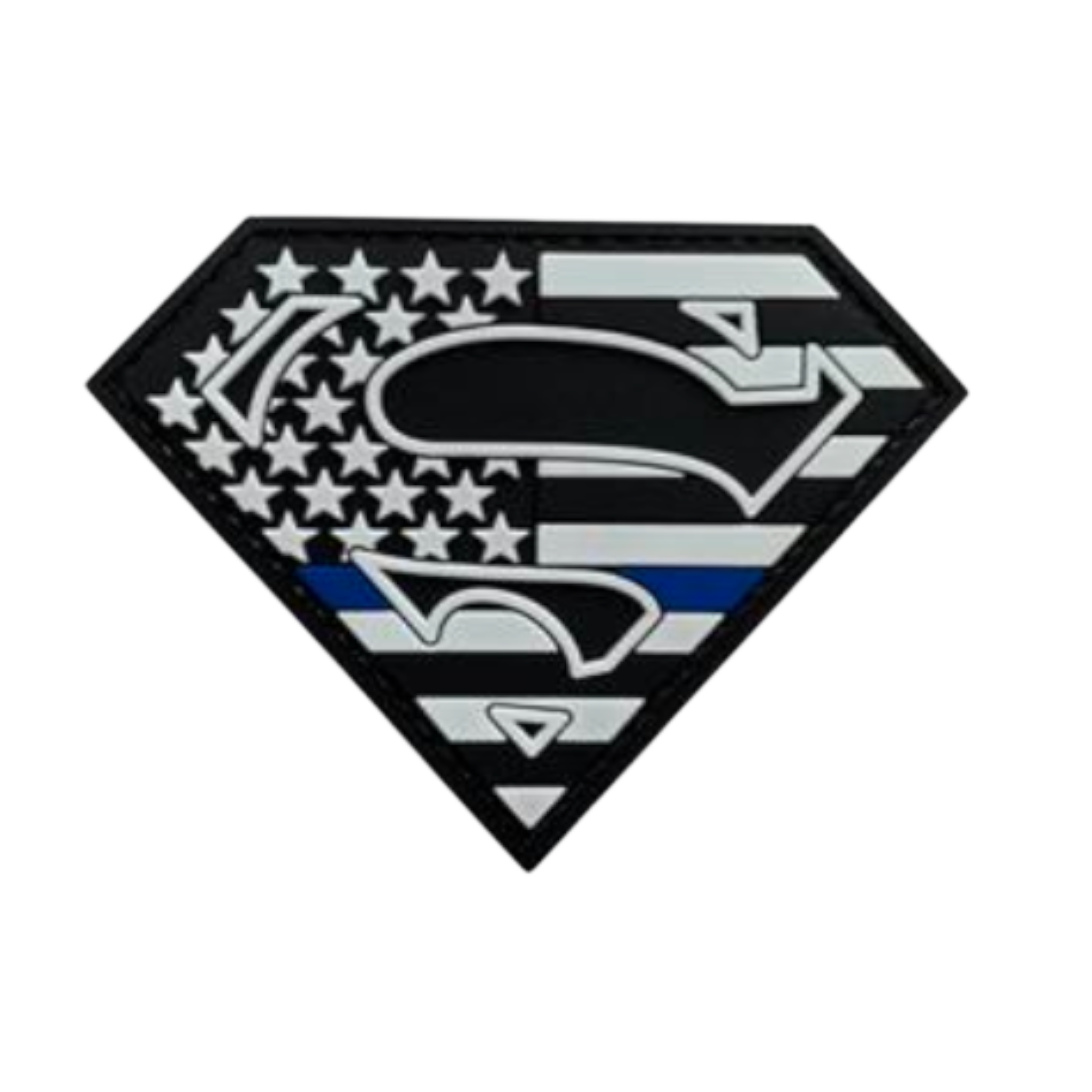 Man of Steel Symbol PVC morale patch, 3.5x3 inch, superhero symbol, velcro backed