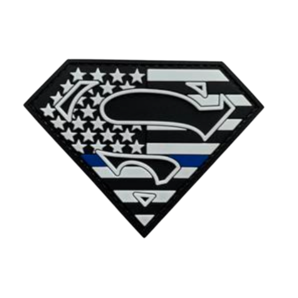Man of Steel Symbol PVC morale patch, 3.5x3 inch, superhero symbol, velcro backed