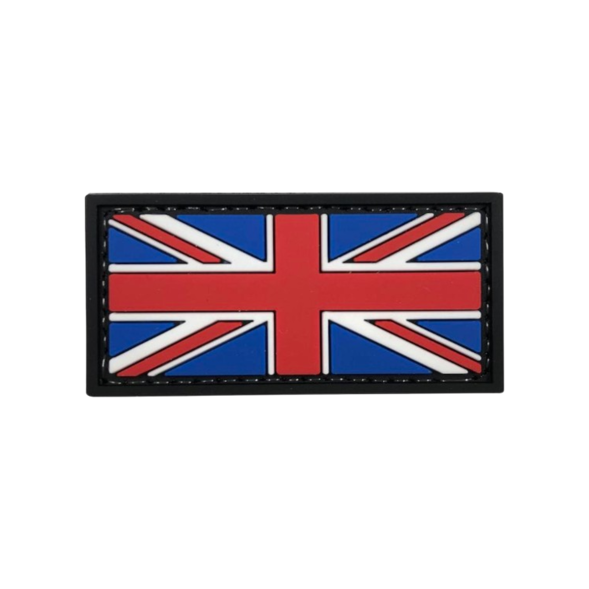 Mini UK Flag PVC patch, 1.75x1 inch, Union Jack, velcro backed