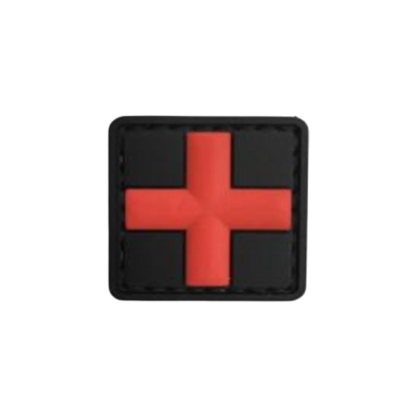 Medic Cross 3D PVC patch, 1.18 inch, raised 3D medical cross, velcro backed