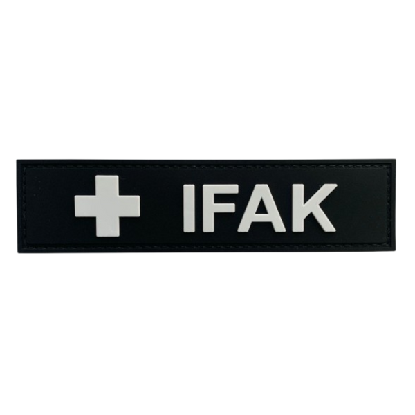 IFAK Large PVC patch, 5.3x1.37 inch, Individual First Aid Kit label, velcro backed