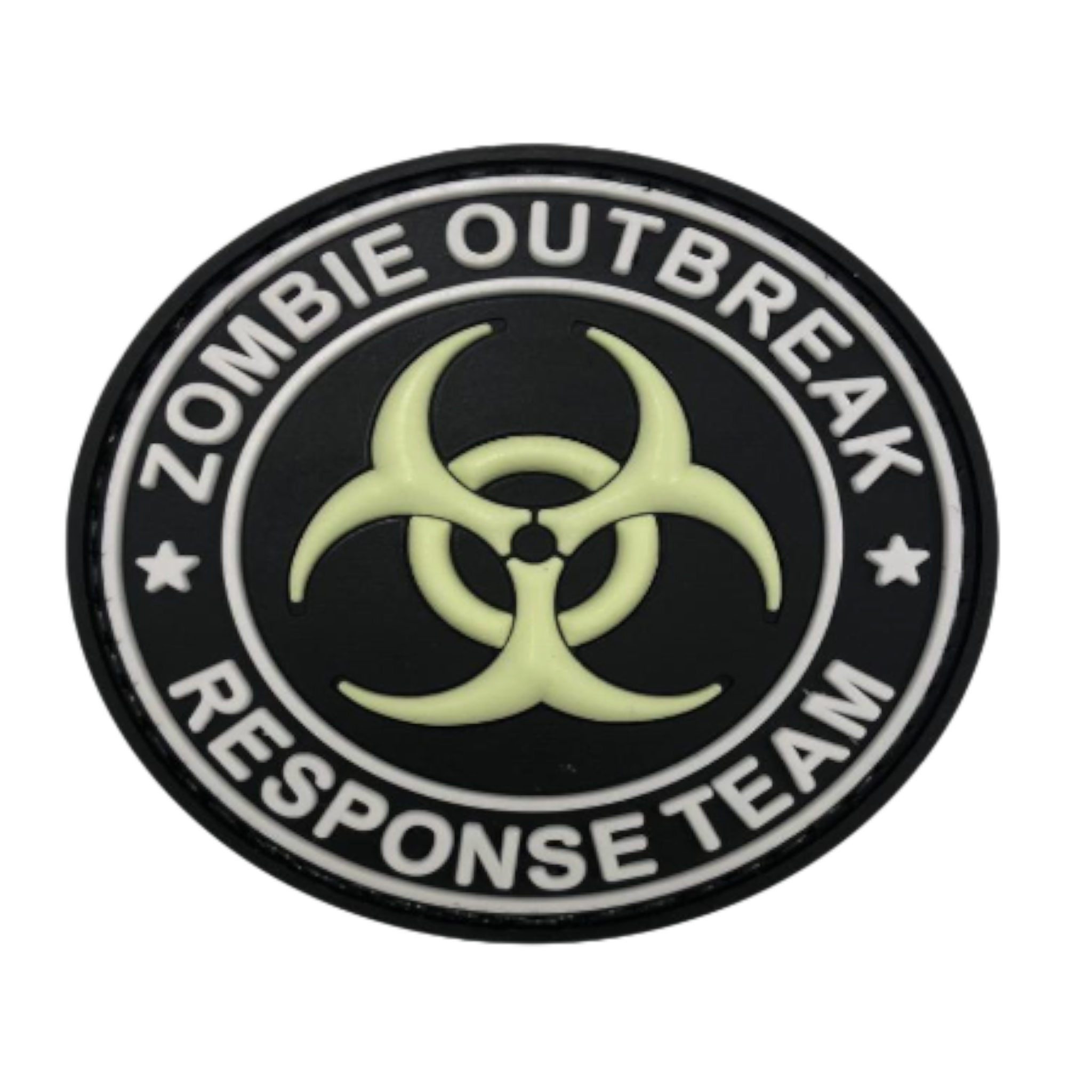 Zombie Outbreak Response Team Biohazard PVC morale patch, 2.36 inch round, velcro backed