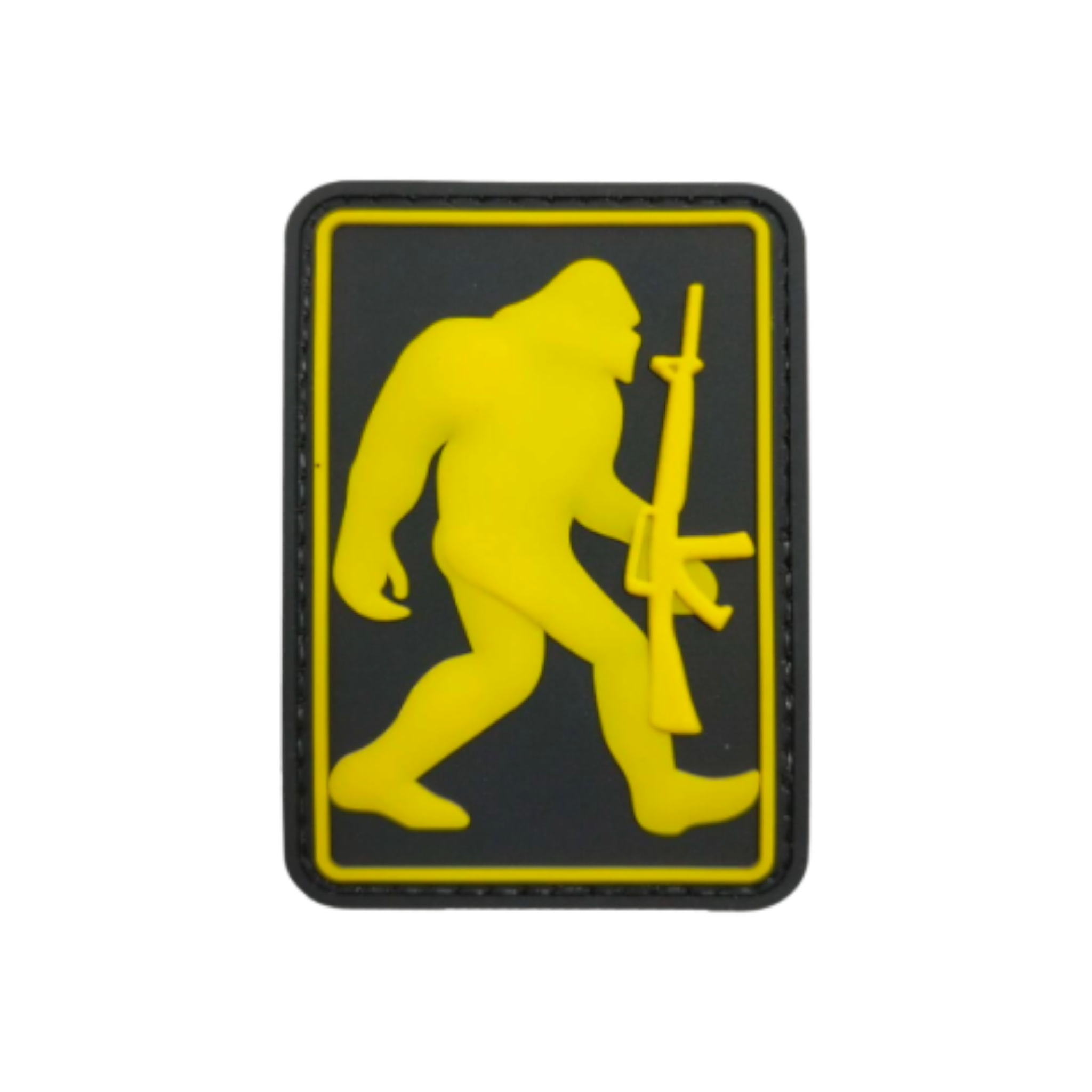 Tactical Bigfoot PVC morale patch, 2.87x2 inch, Bigfoot in tactical gear, velcro backed