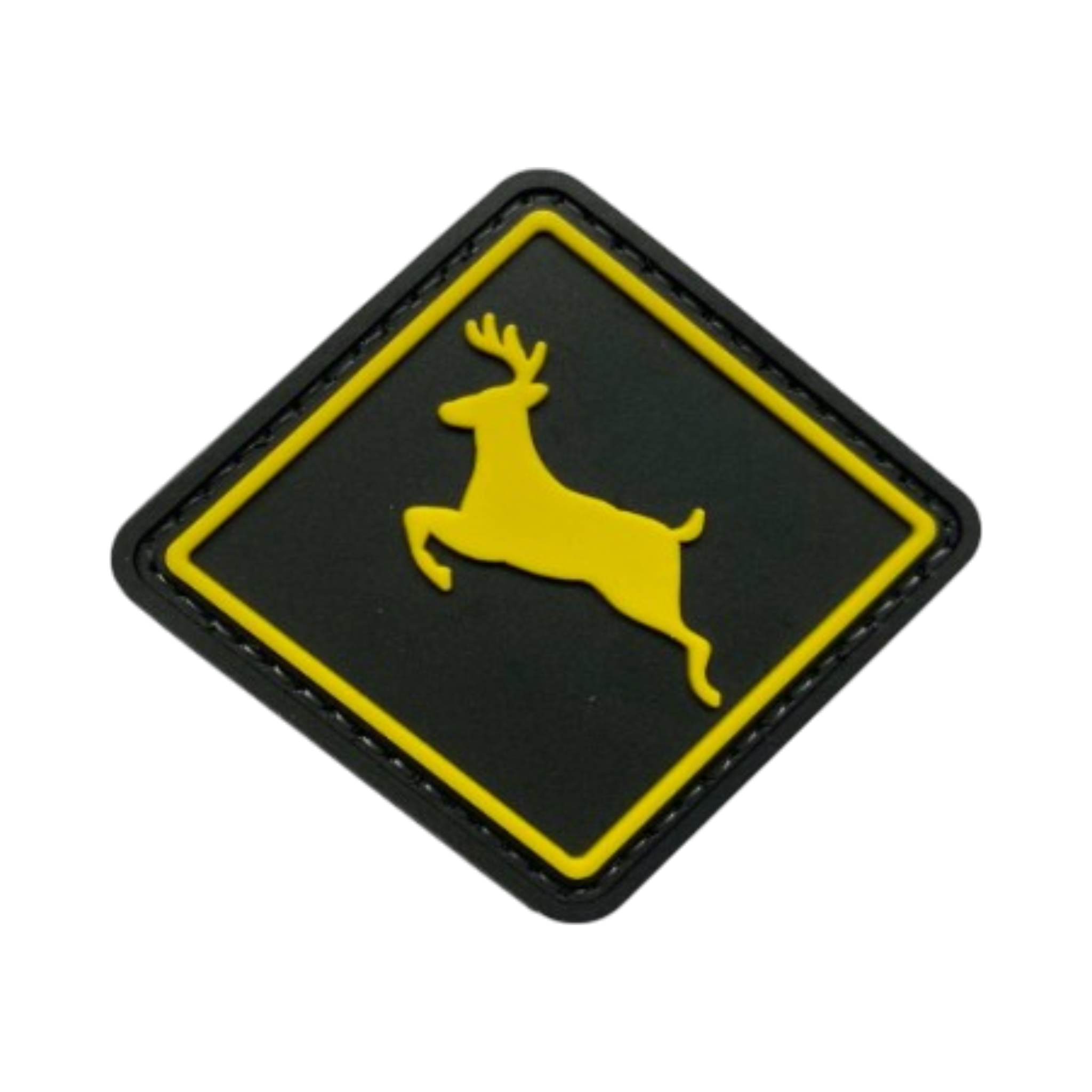 Running Deer PVC morale patch, 2 inch round, hunting outdoors, velcro backed