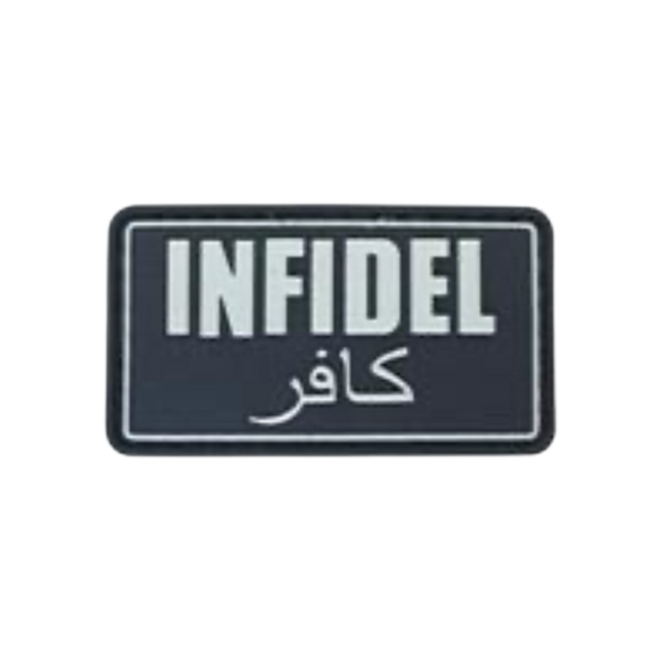 Infidel PVC morale patch, 2x1.1 inch, military tactical, velcro backed