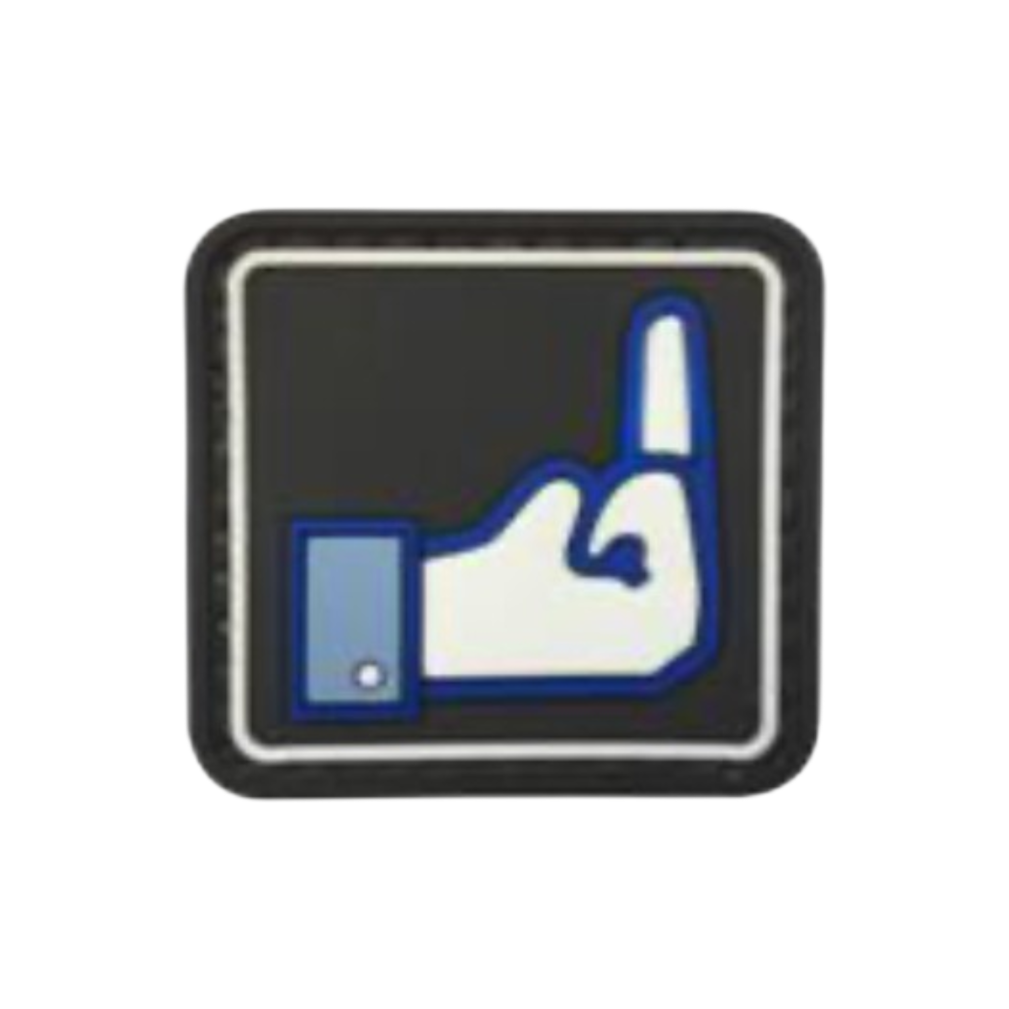 Middle Finger Dislike PVC morale patch, 1.5 inch, social media parody, velcro backed