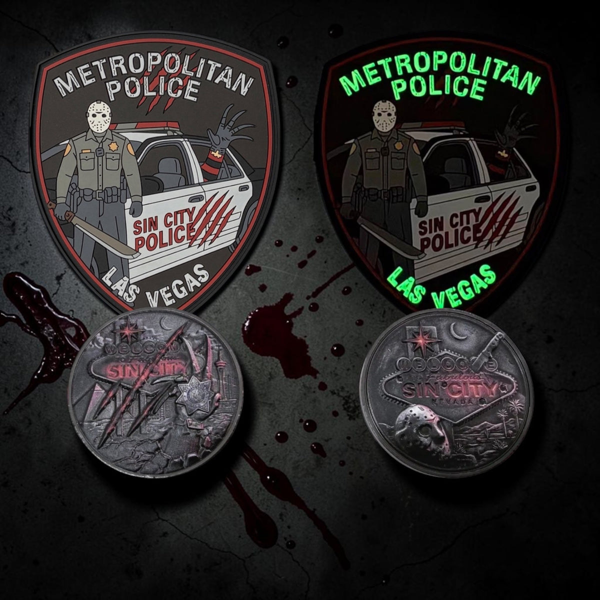 Sin City Police Coin & Patch Bundle — Halloween Edition