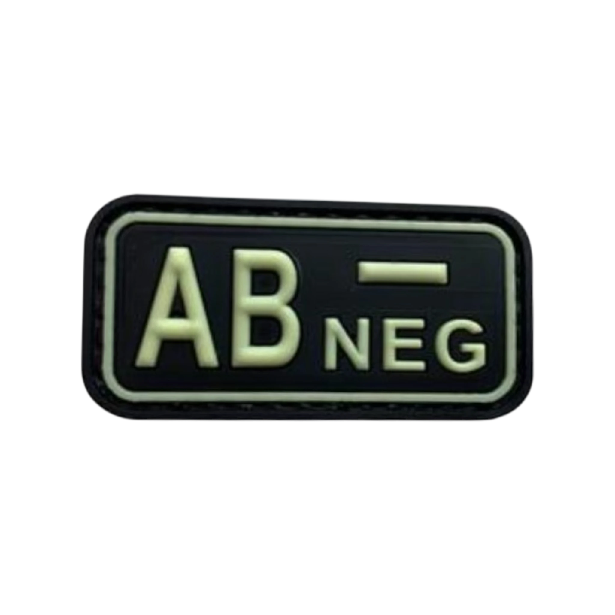 Blood Type Glow in the Dark Small Rectangle PVC patch, 2x1 inch, velcro backed