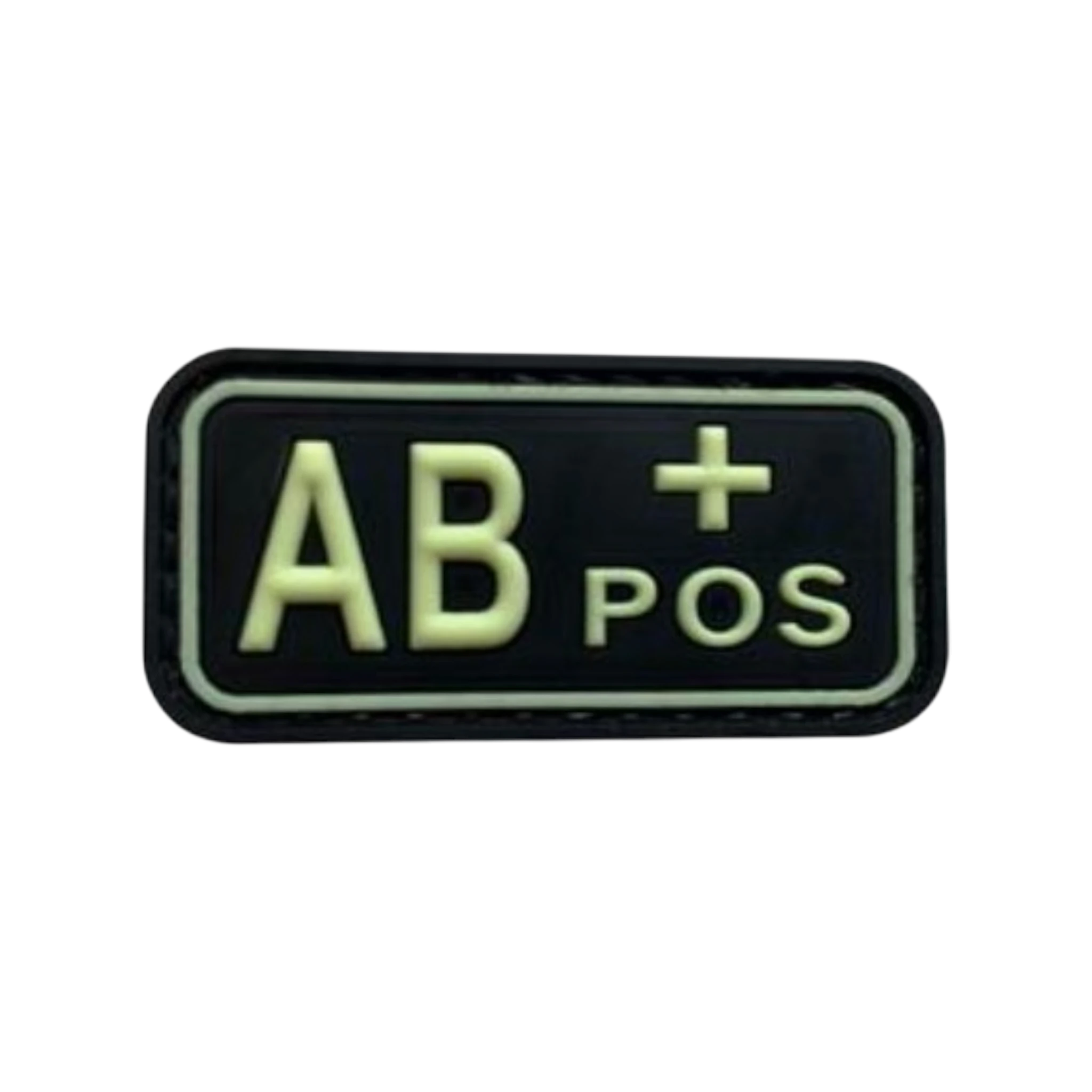 Blood Type Glow in the Dark Small Rectangle PVC patch, 2x1 inch, velcro backed