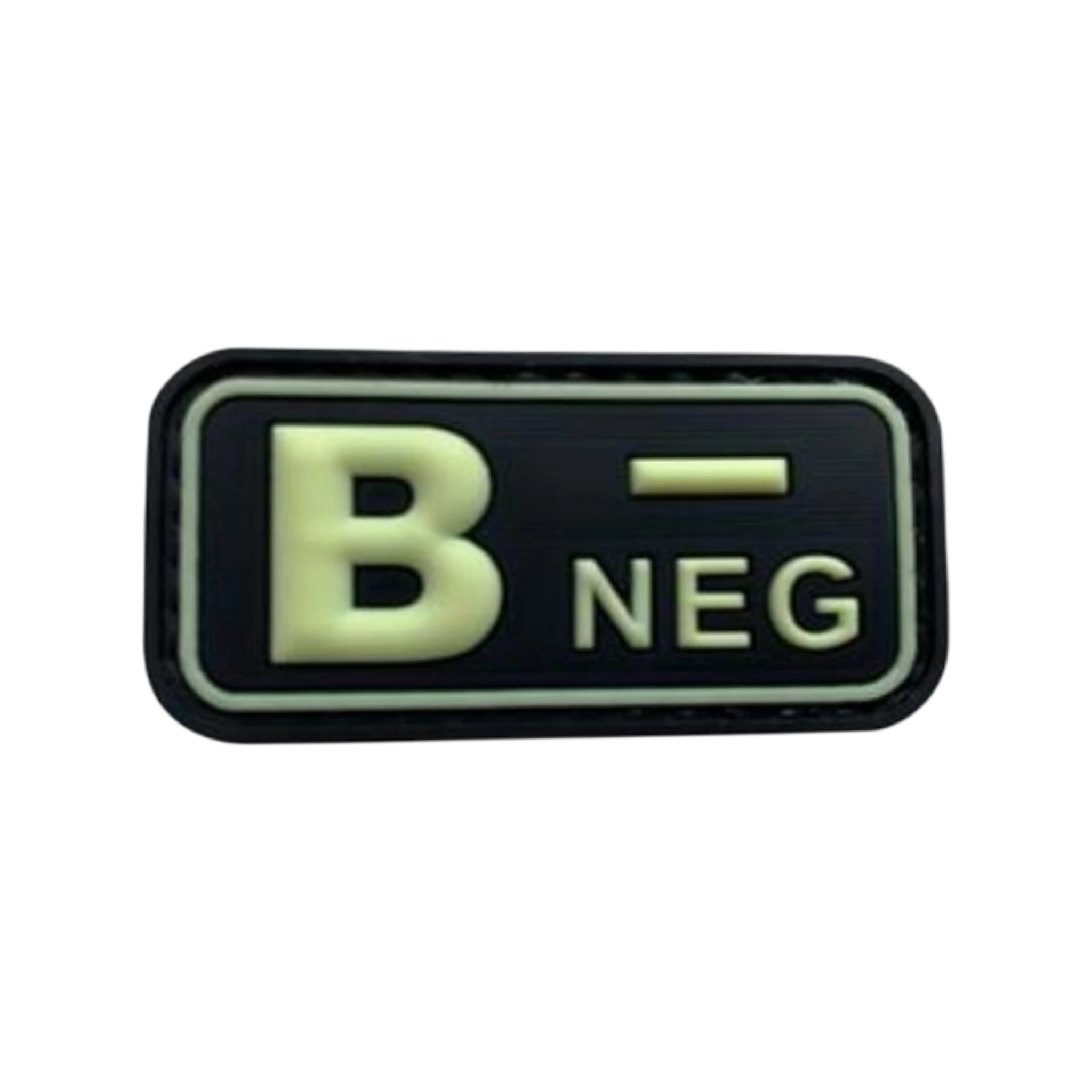 Blood Type Glow in the Dark Small Rectangle PVC patch, 2x1 inch, velcro backed