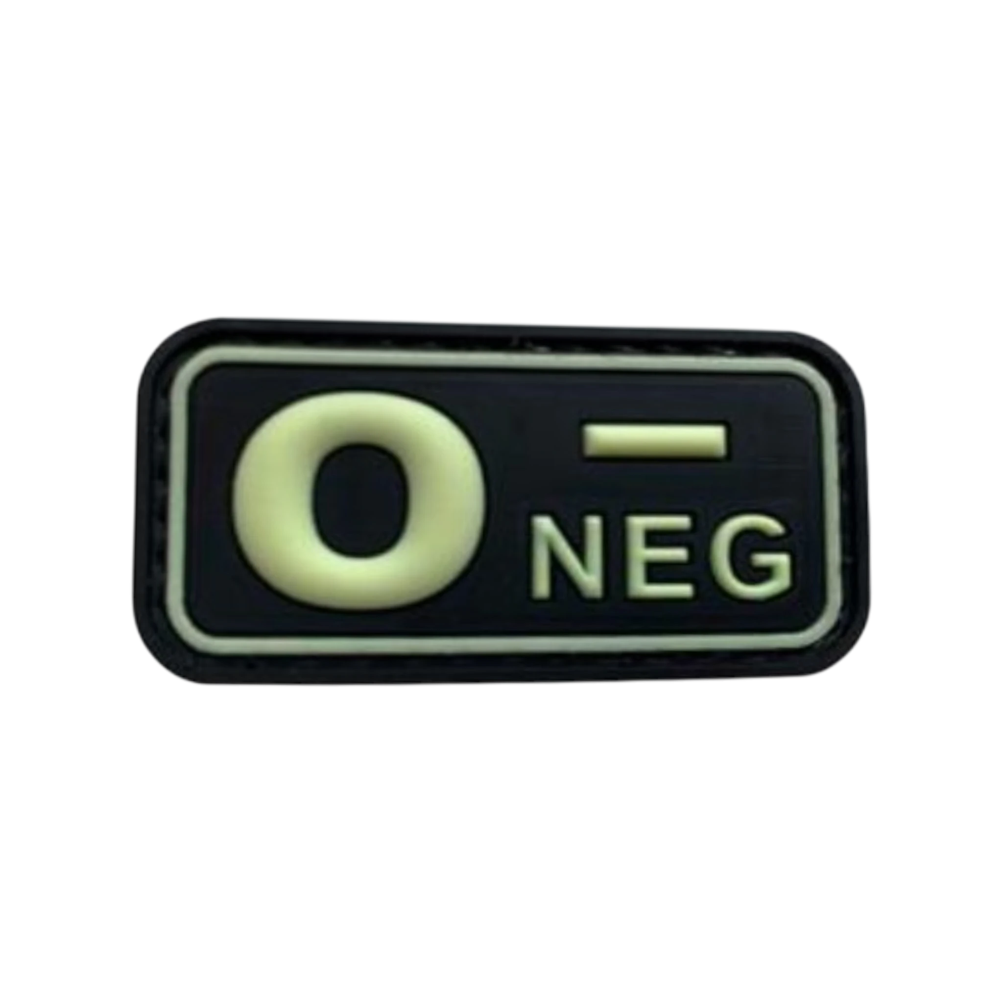 Blood Type Glow in the Dark Small Rectangle PVC patch, 2x1 inch, velcro backed