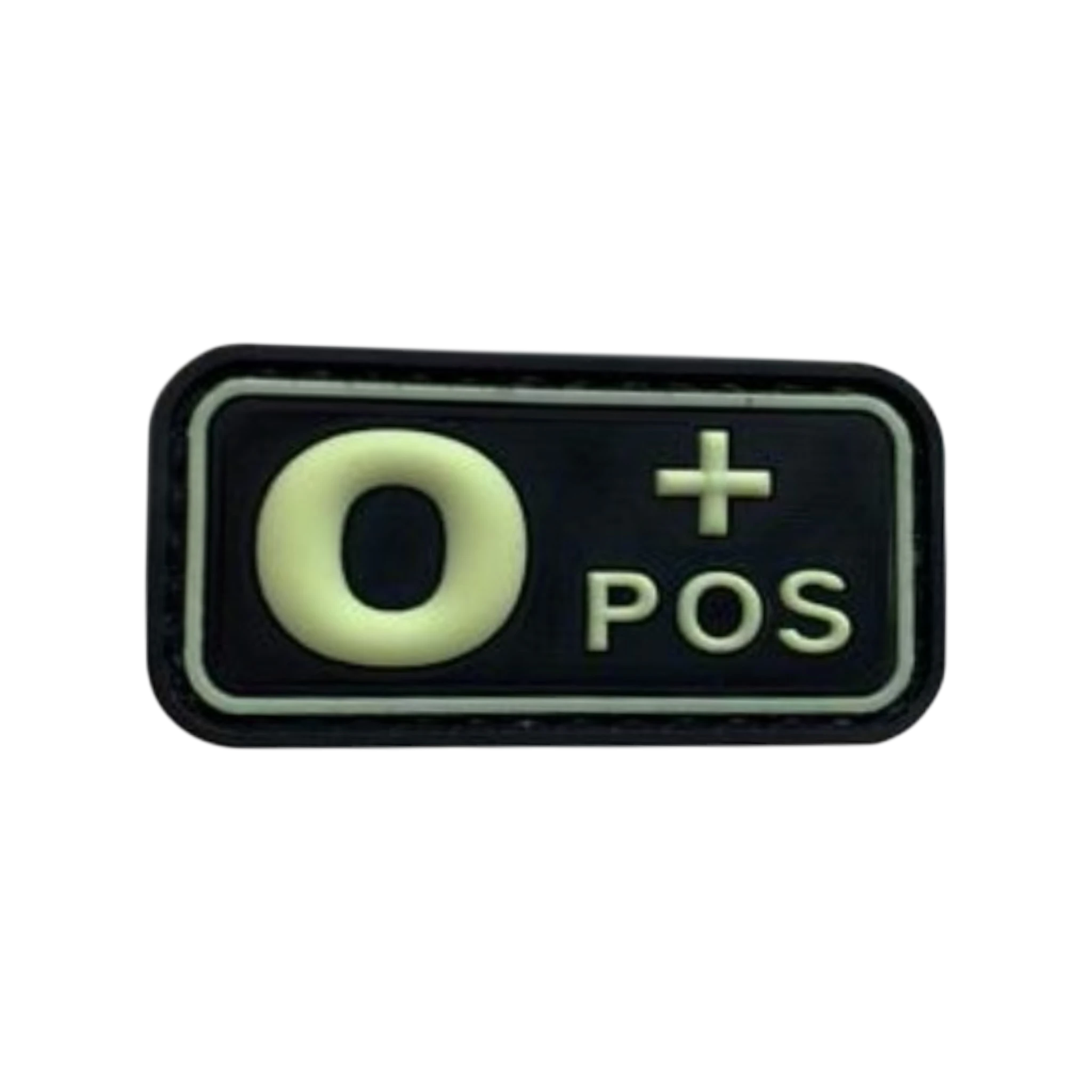 Blood Type Glow in the Dark Small Rectangle PVC patch, 2x1 inch, velcro backed