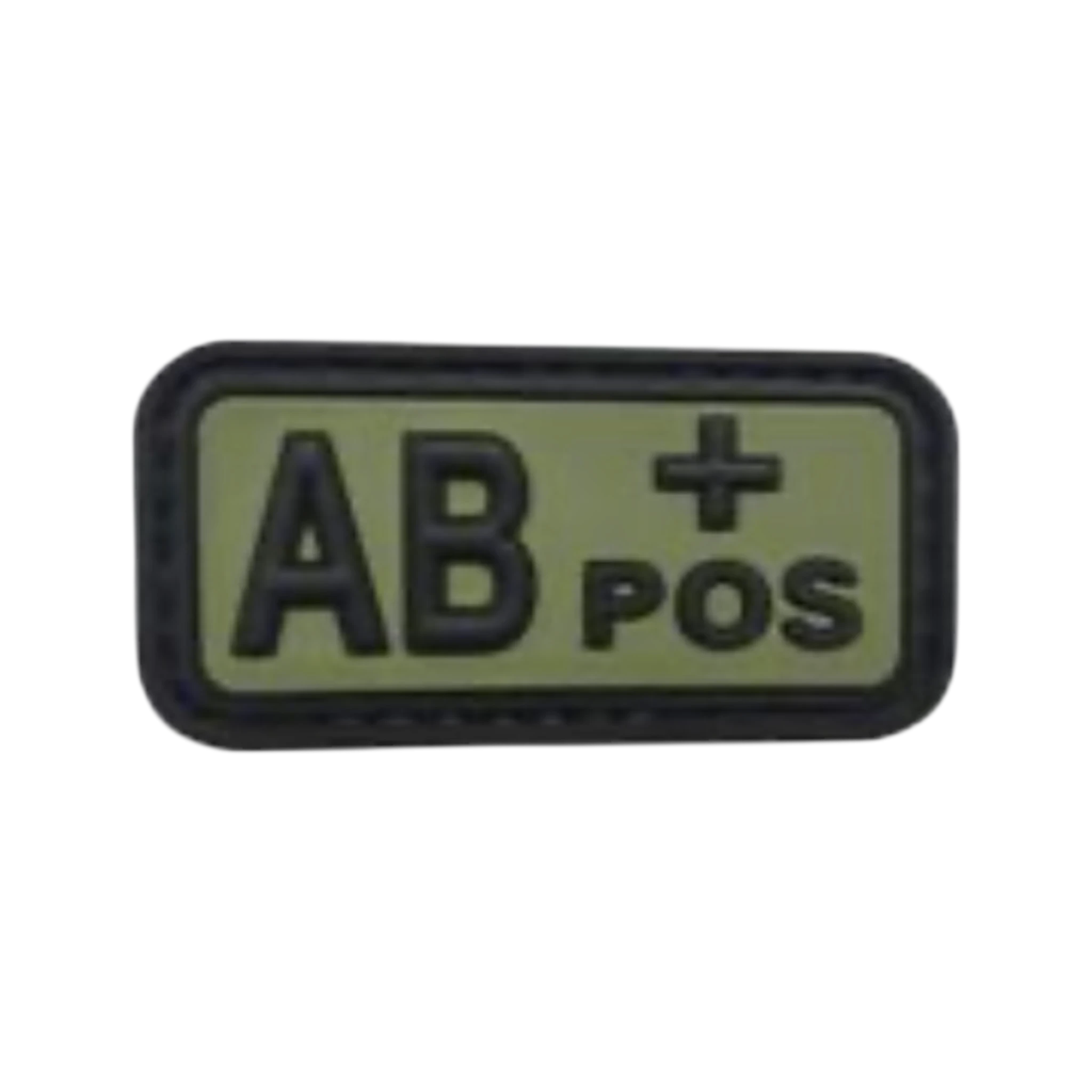Blood Type Green Black Small Rectangle PVC patch, 2x1 inch, velcro backed