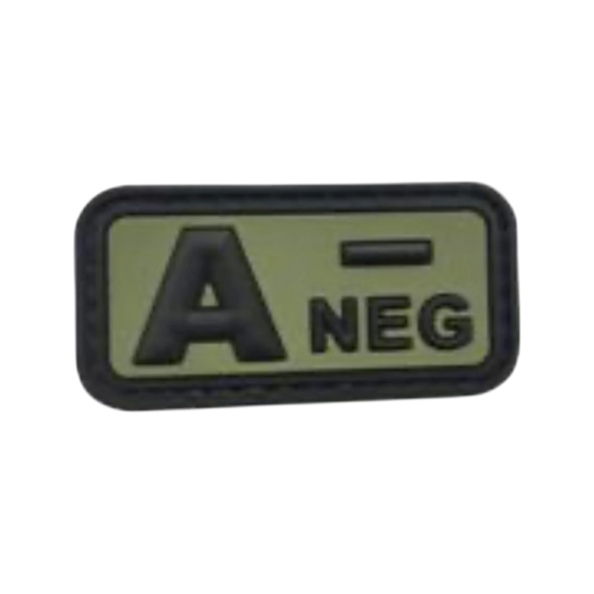 Blood Type Green Black Small Rectangle PVC patch, 2x1 inch, velcro backed