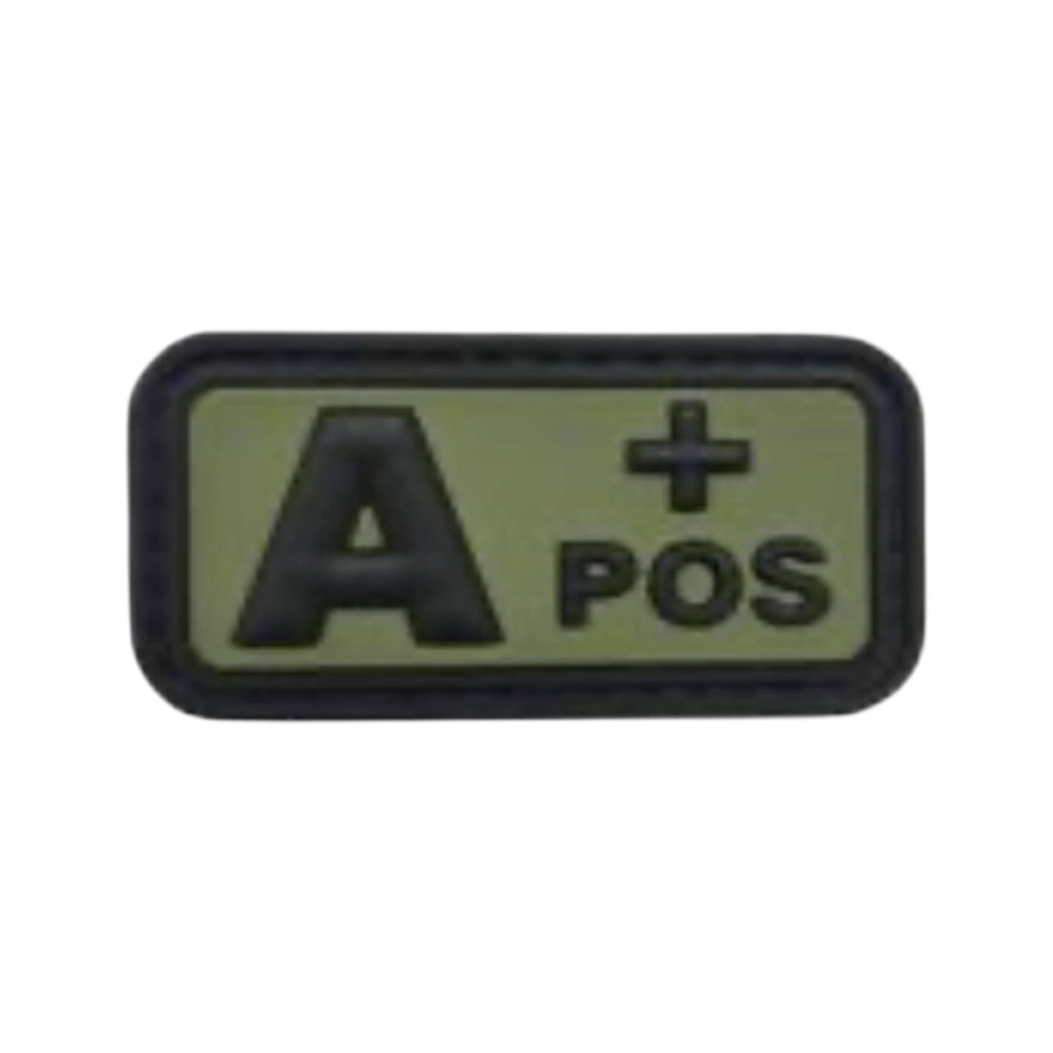 Blood Type Green Black Small Rectangle PVC patch, 2x1 inch, velcro backed