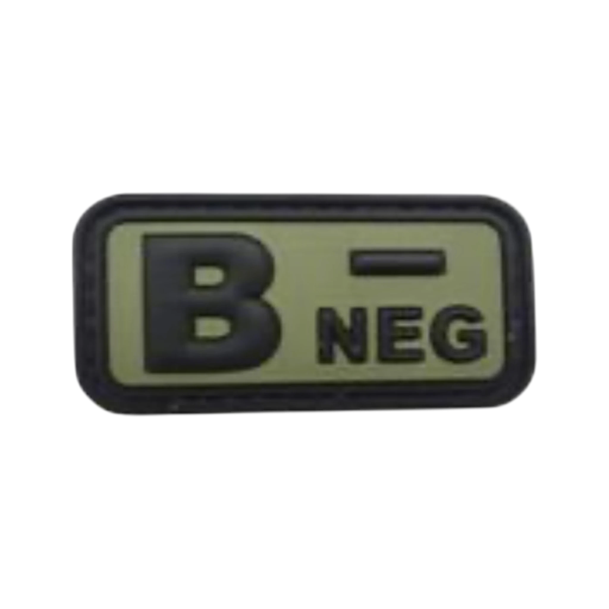 Blood Type Green Black Small Rectangle PVC patch, 2x1 inch, velcro backed