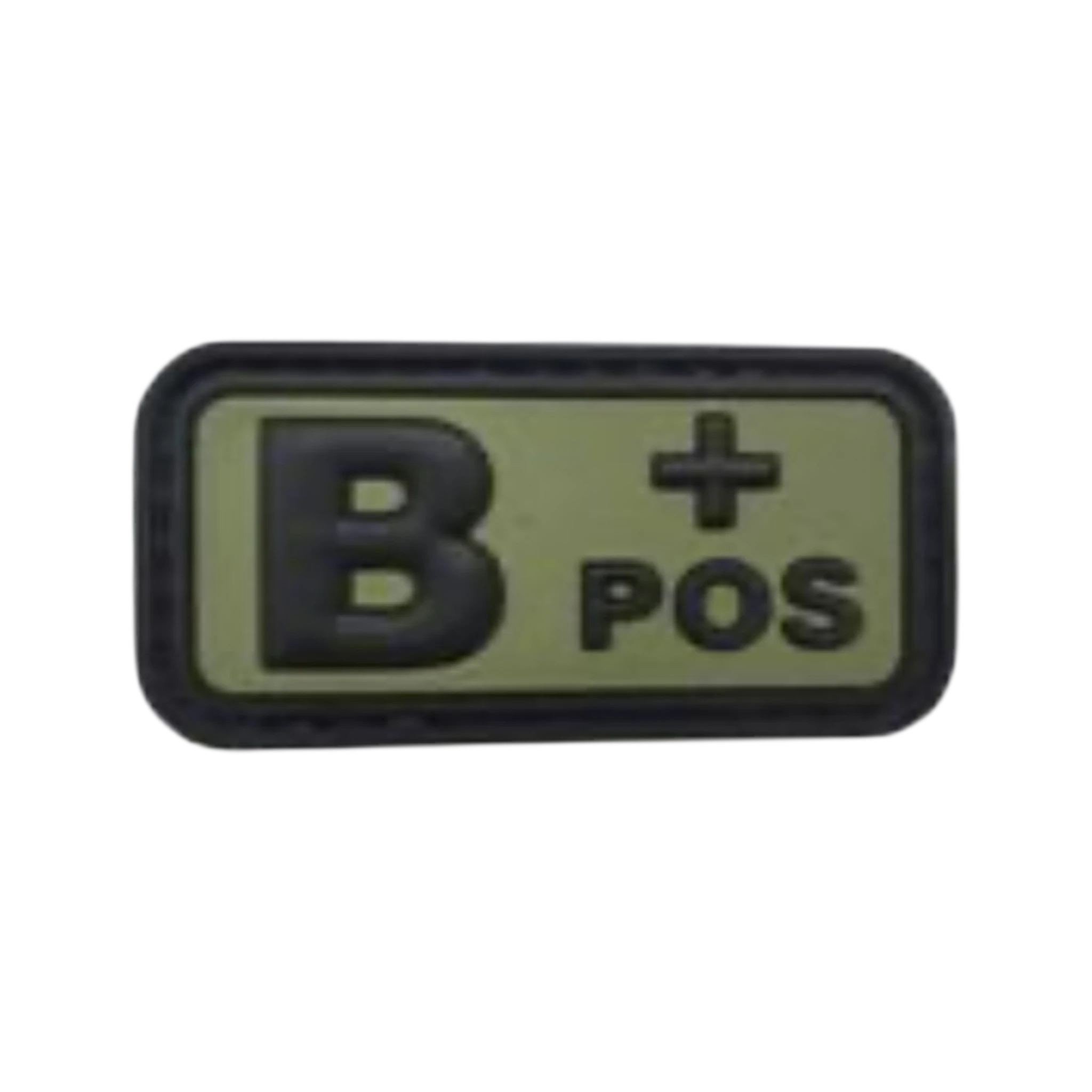 Blood Type Green Black Small Rectangle PVC patch, 2x1 inch, velcro backed