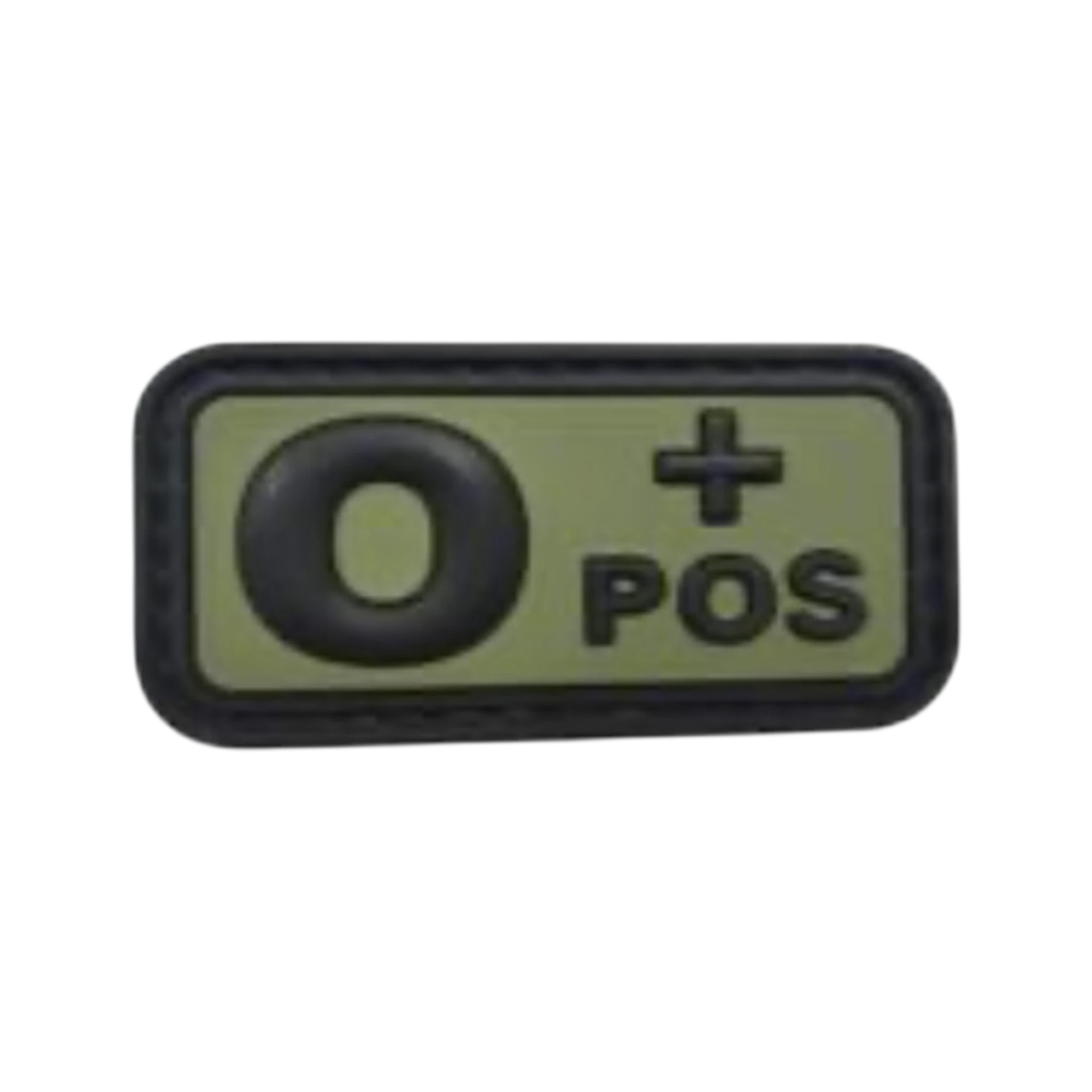 Blood Type Green Black Small Rectangle PVC patch, 2x1 inch, velcro backed